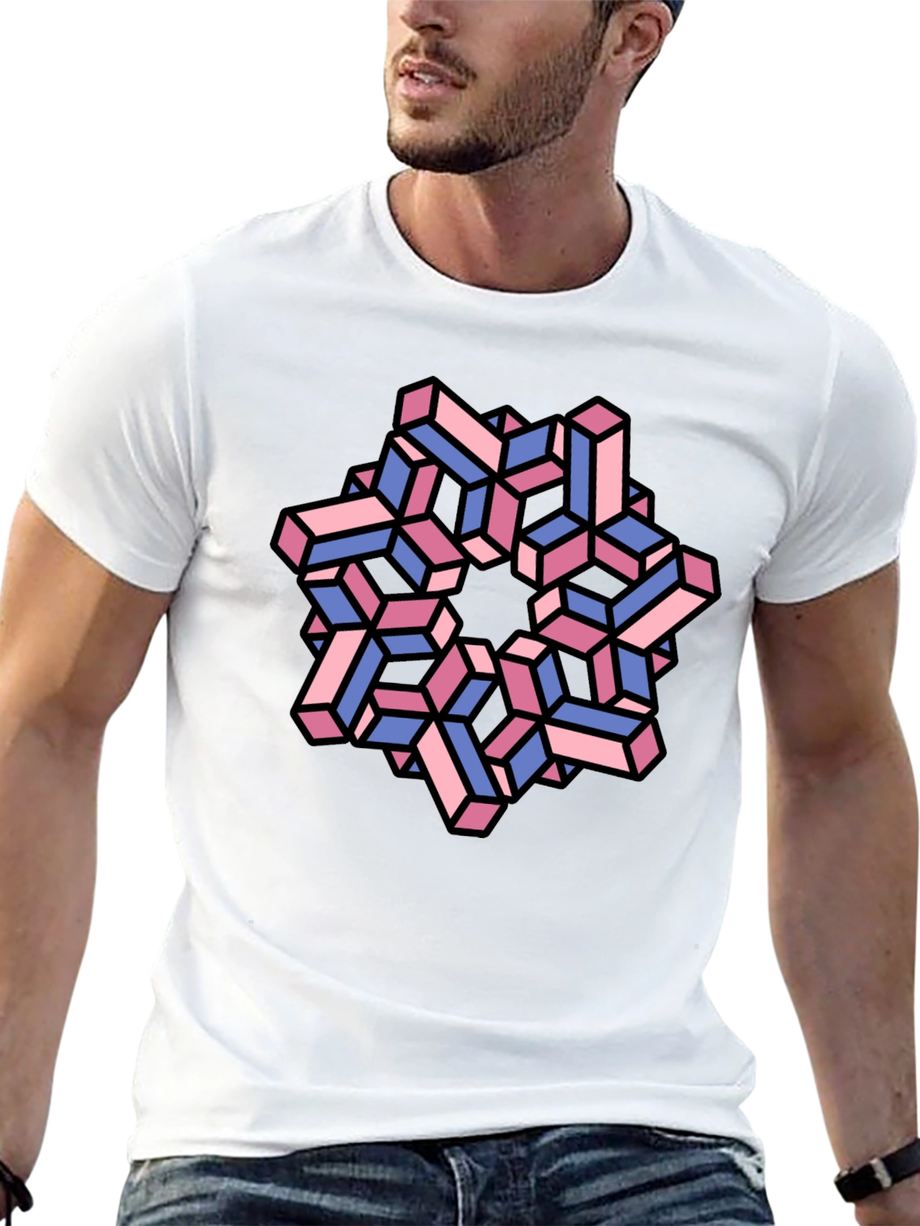 Optical Illusion Geometric Pattern Graphic Tee