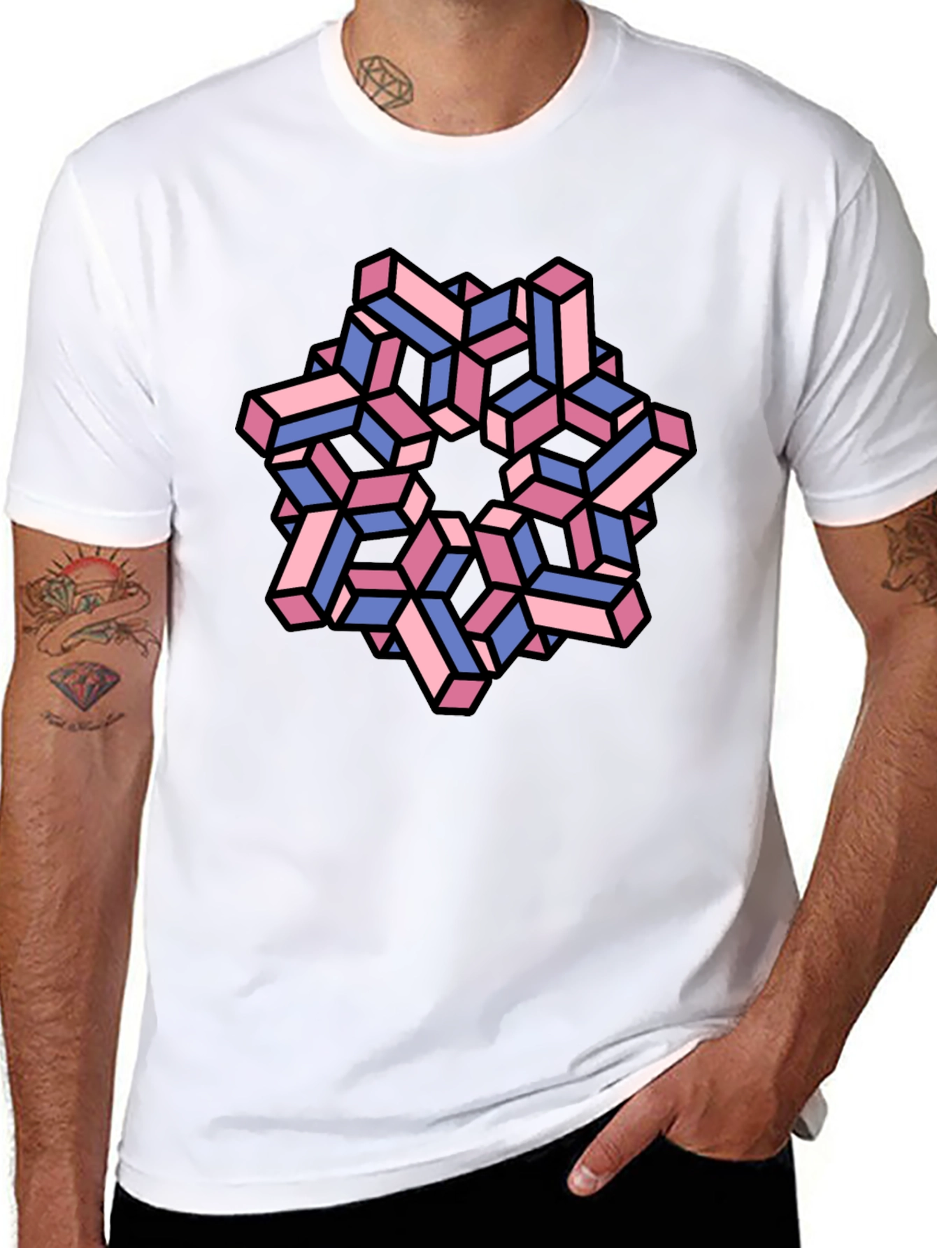Optical Illusion Geometric Pattern Graphic Tee