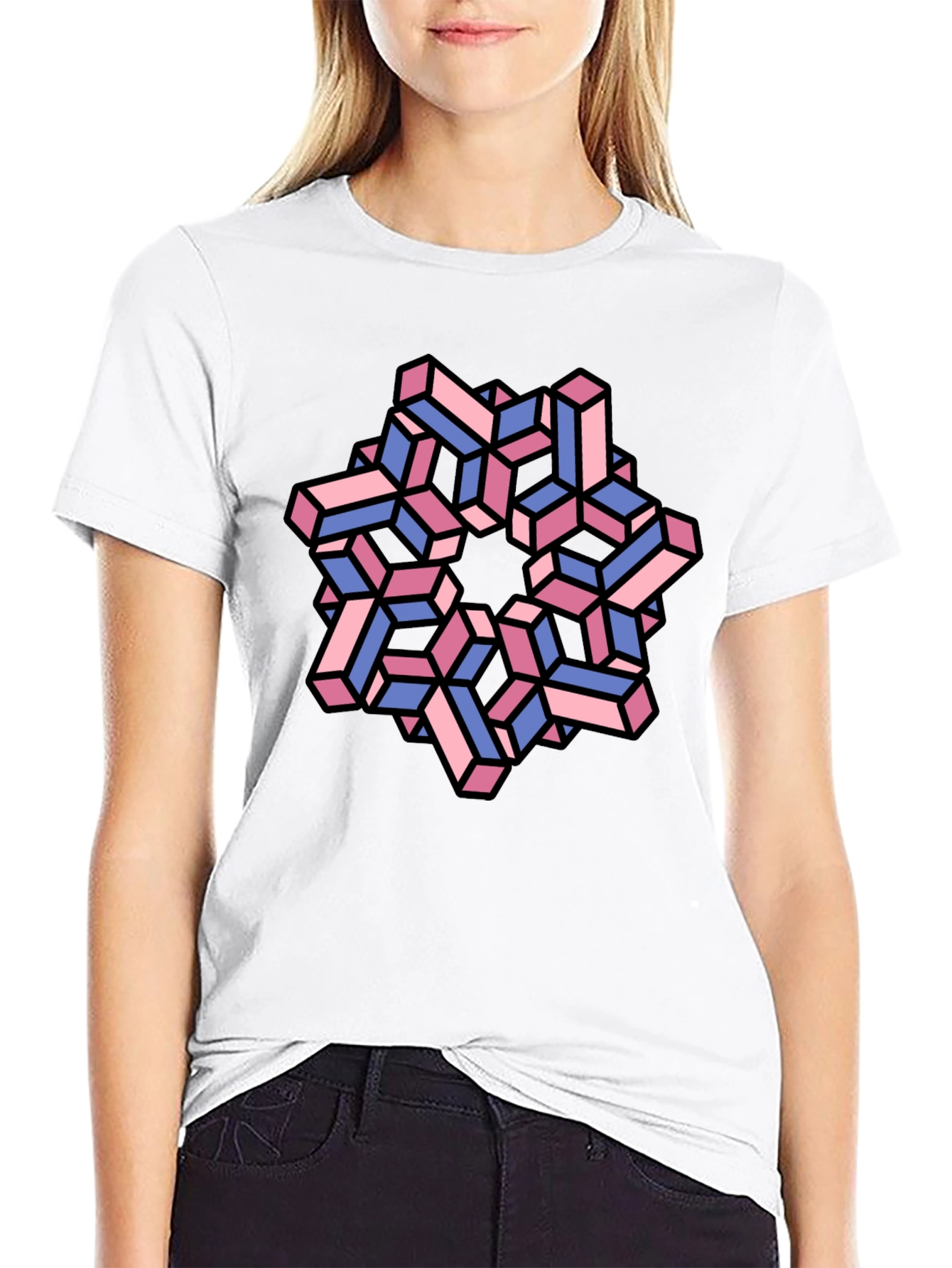 Optical Illusion Geometric Pattern Graphic Tee