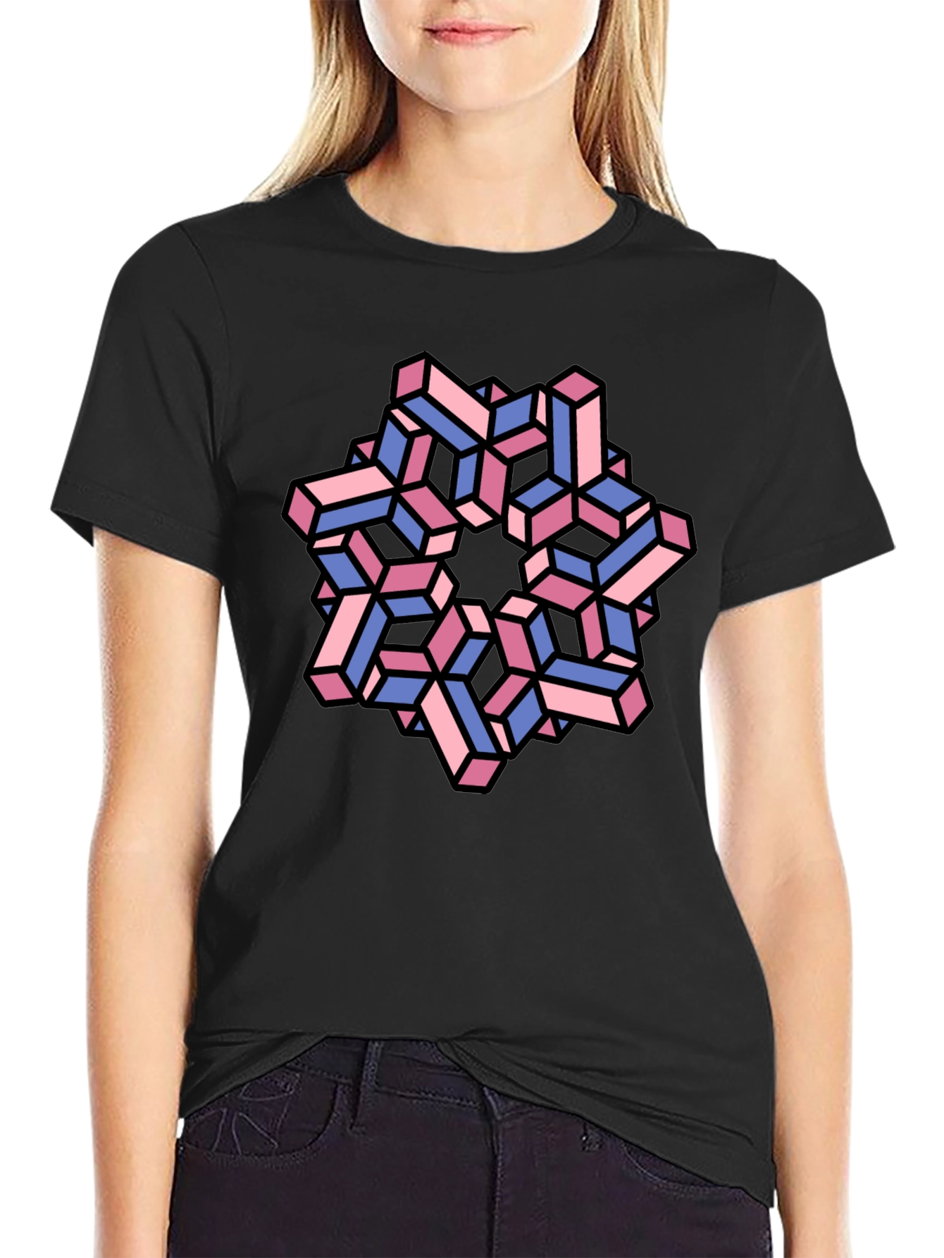 Optical Illusion Geometric Pattern Graphic Tee