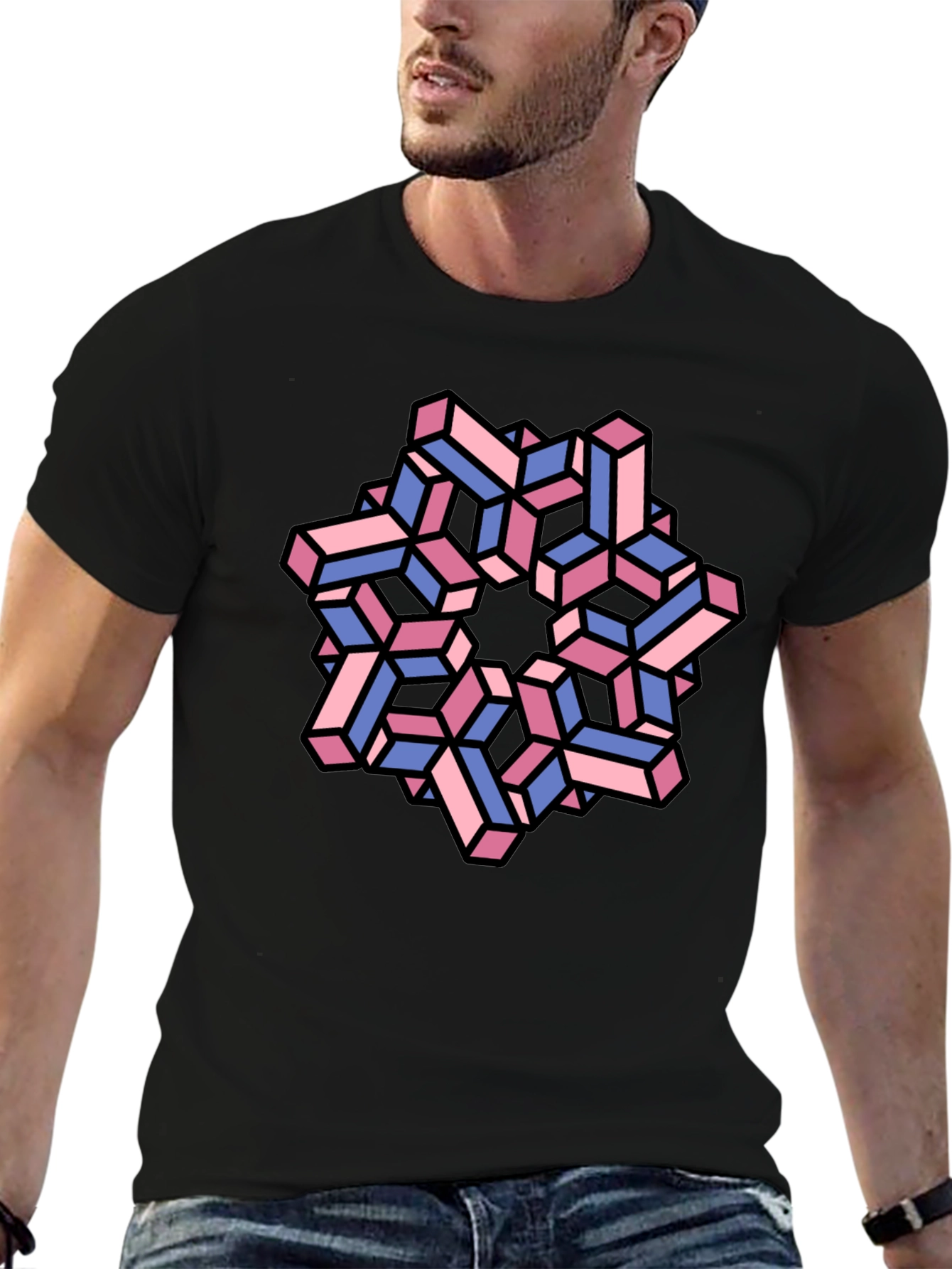 Optical Illusion Geometric Pattern Graphic Tee