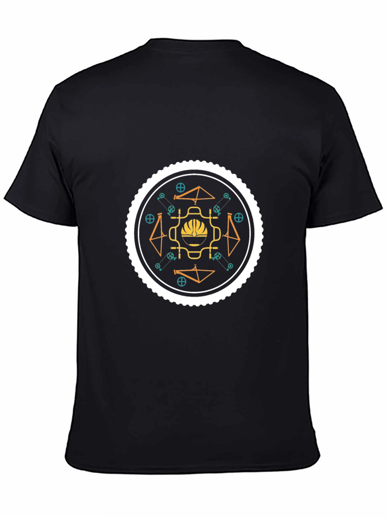 Geometric Bike Graphic Tee - Stylish Black Cotton T-Shirt