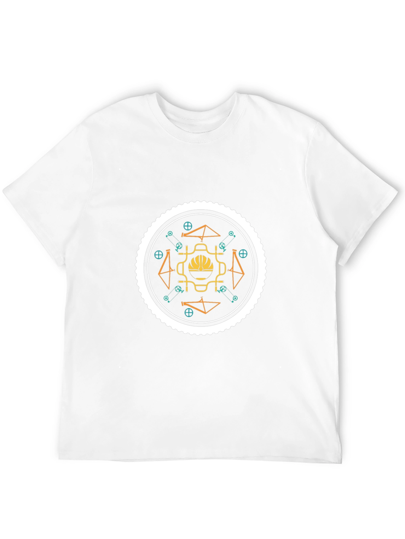 Geometric Bike Graphic Tee - Stylish Black Cotton T-Shirt