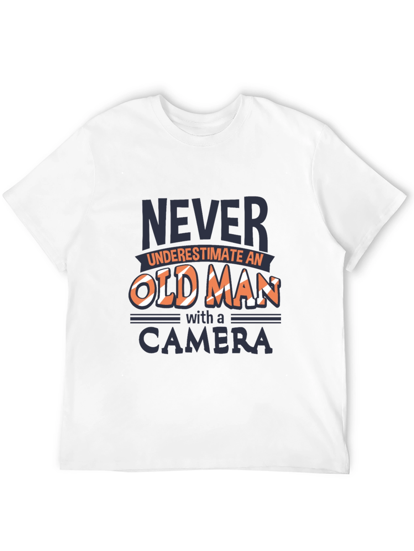 Never Underestimate Old Man Camera Black T-Shirt