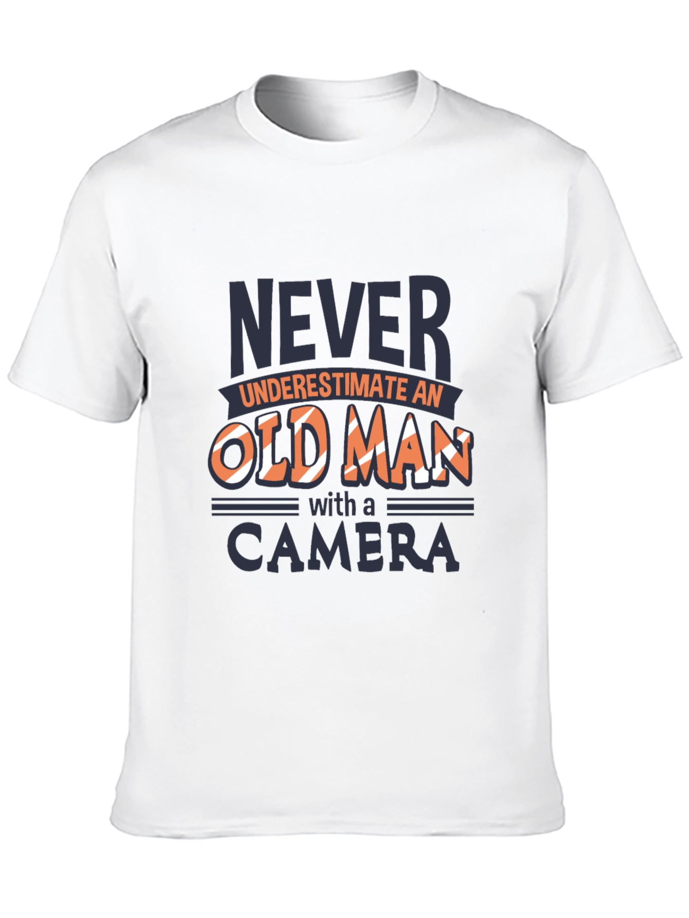 Never Underestimate Old Man Camera Black T-Shirt