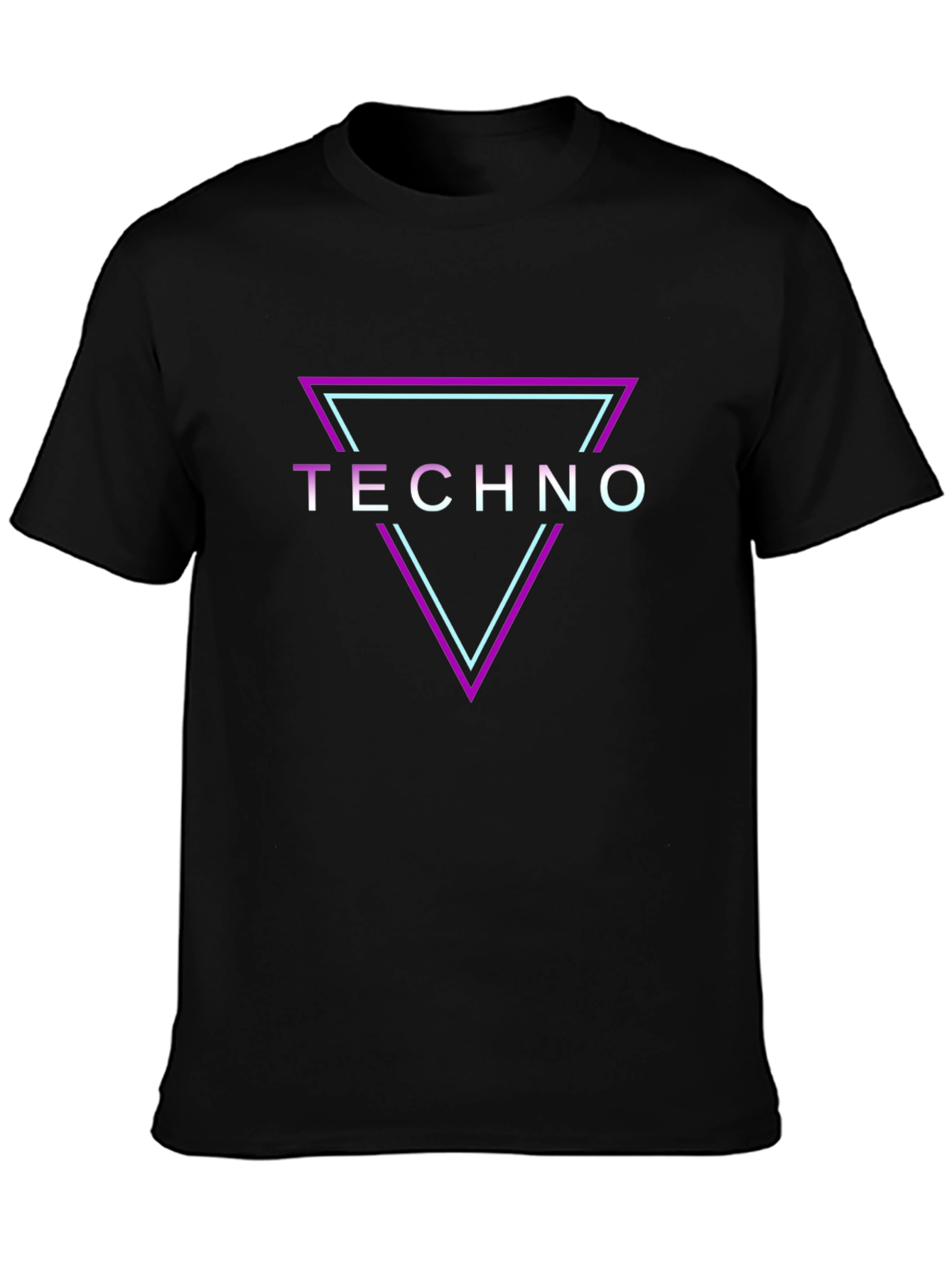 Techno Graphic Tee - Black Neon Triangle Shirt