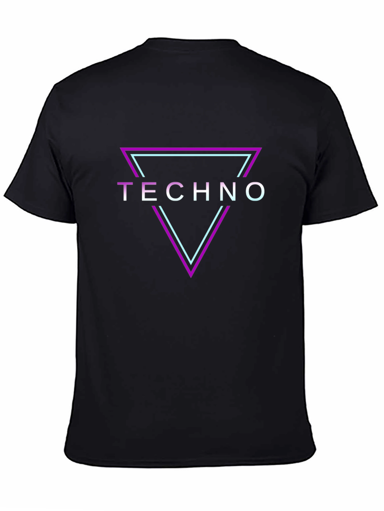 Techno Graphic Tee - Black Neon Triangle Shirt