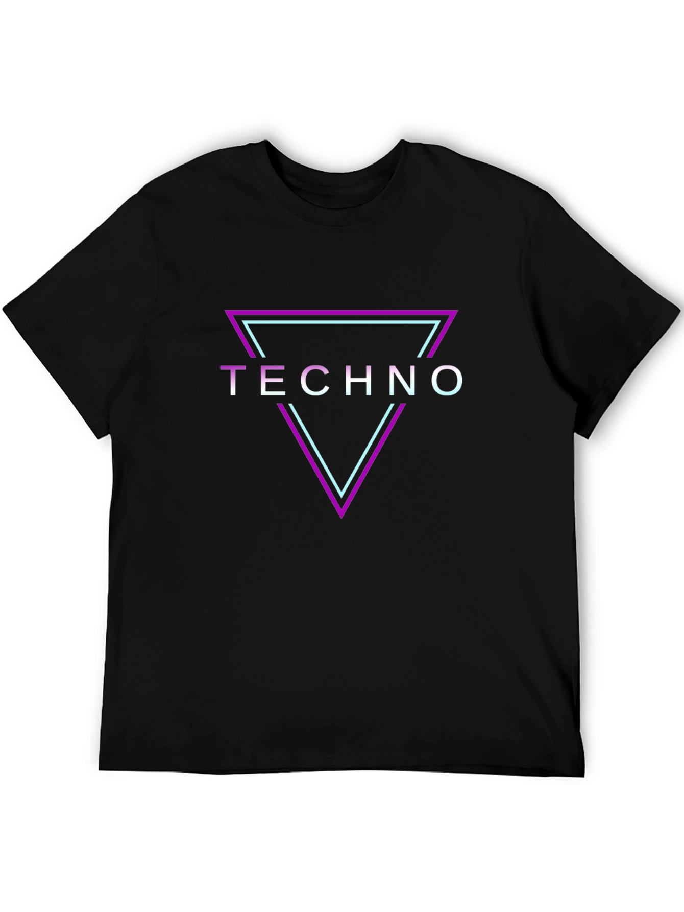 Techno Graphic Tee - Black Neon Triangle Shirt