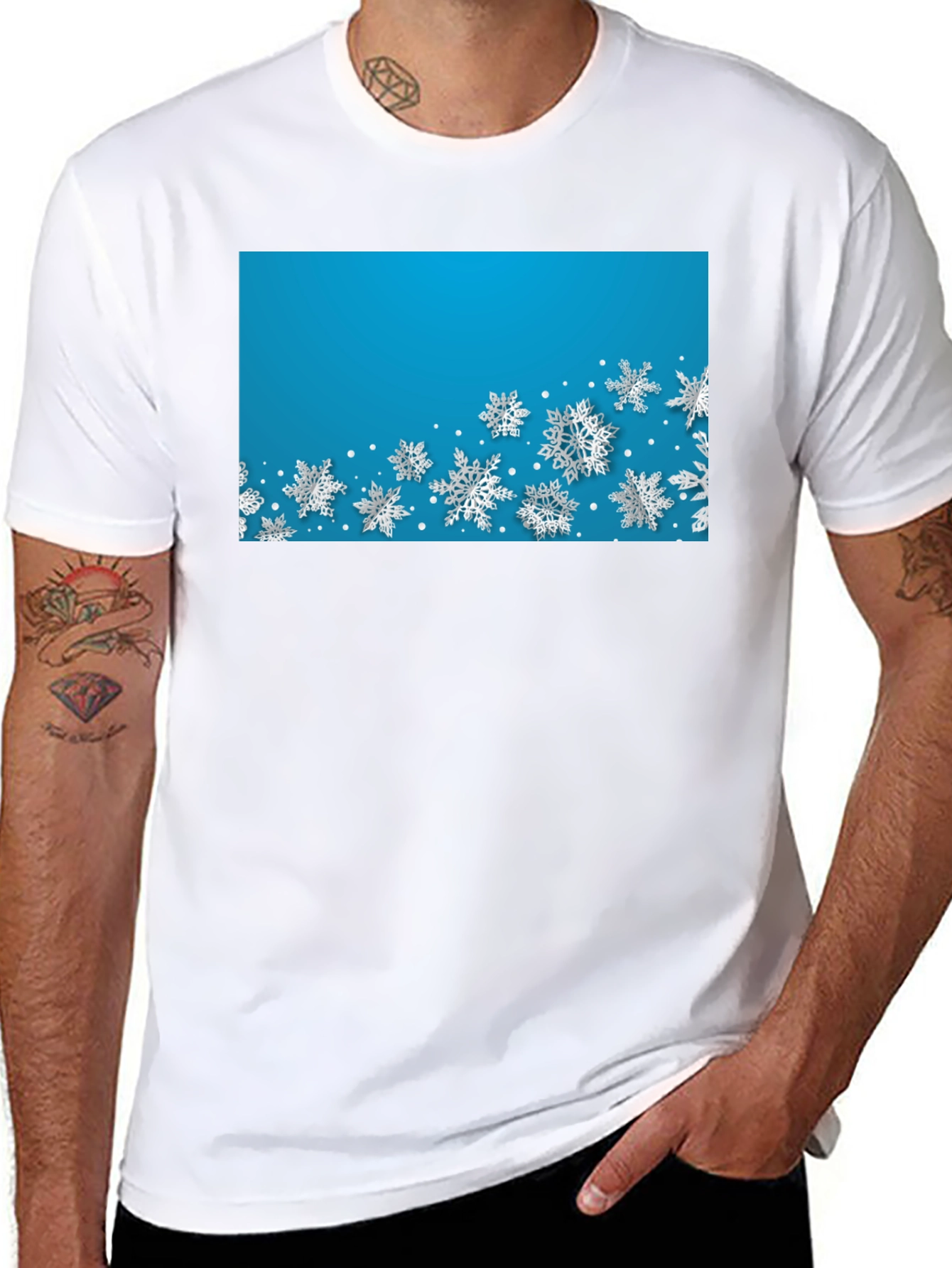 Snowflake Print Crew Neck Tee