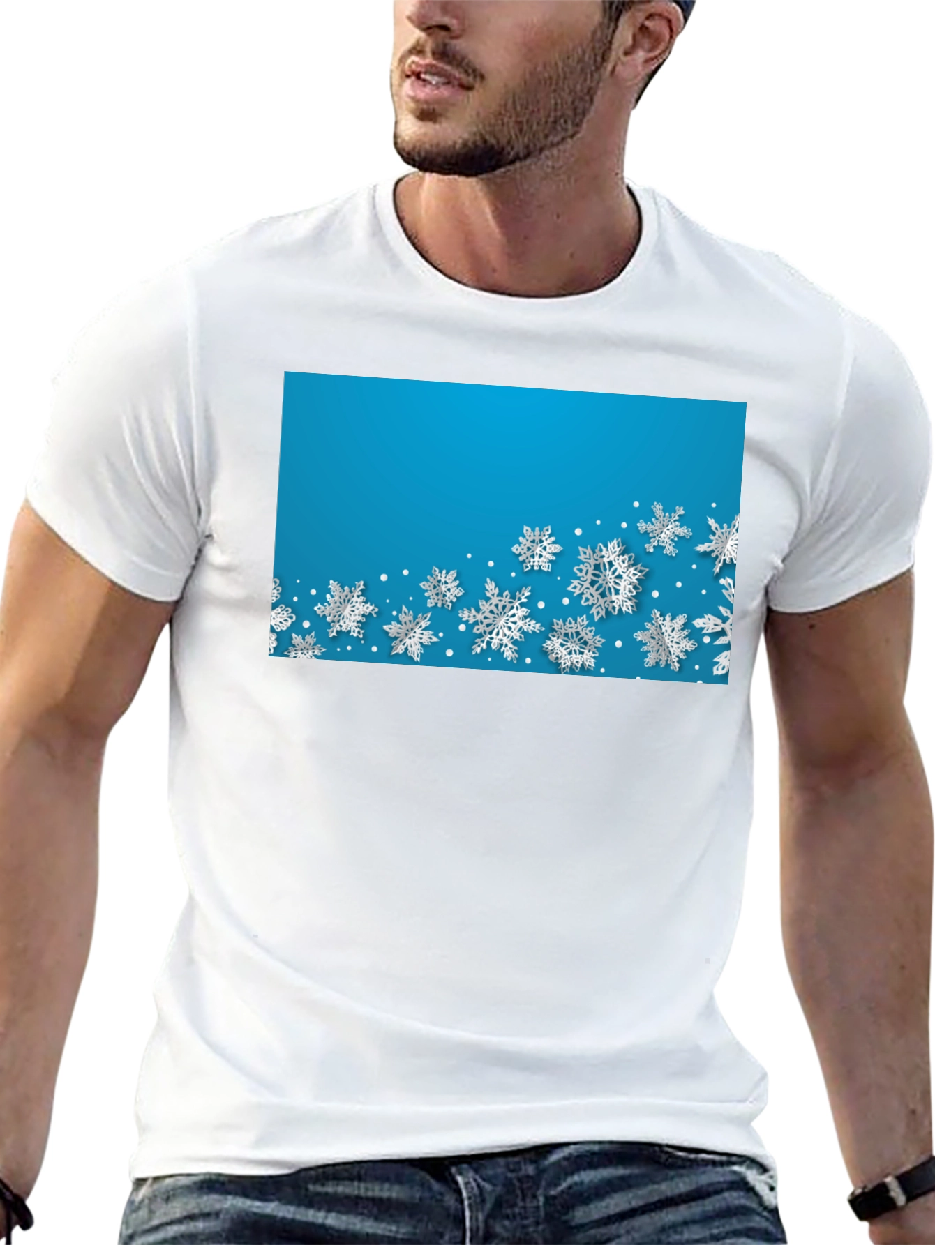 Snowflake Print Crew Neck Tee
