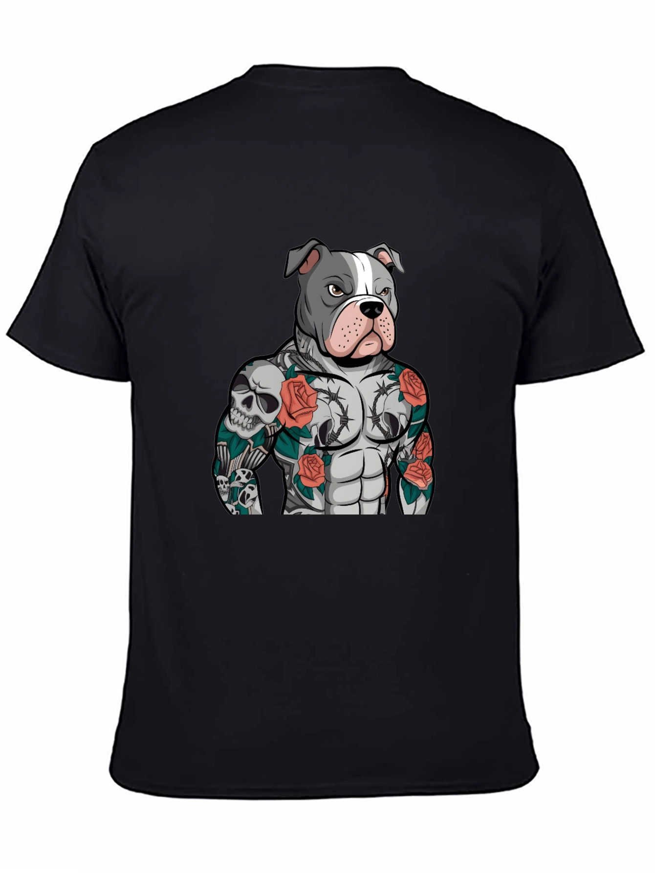 Pitbull Tattoo Art Black T-Shirt
