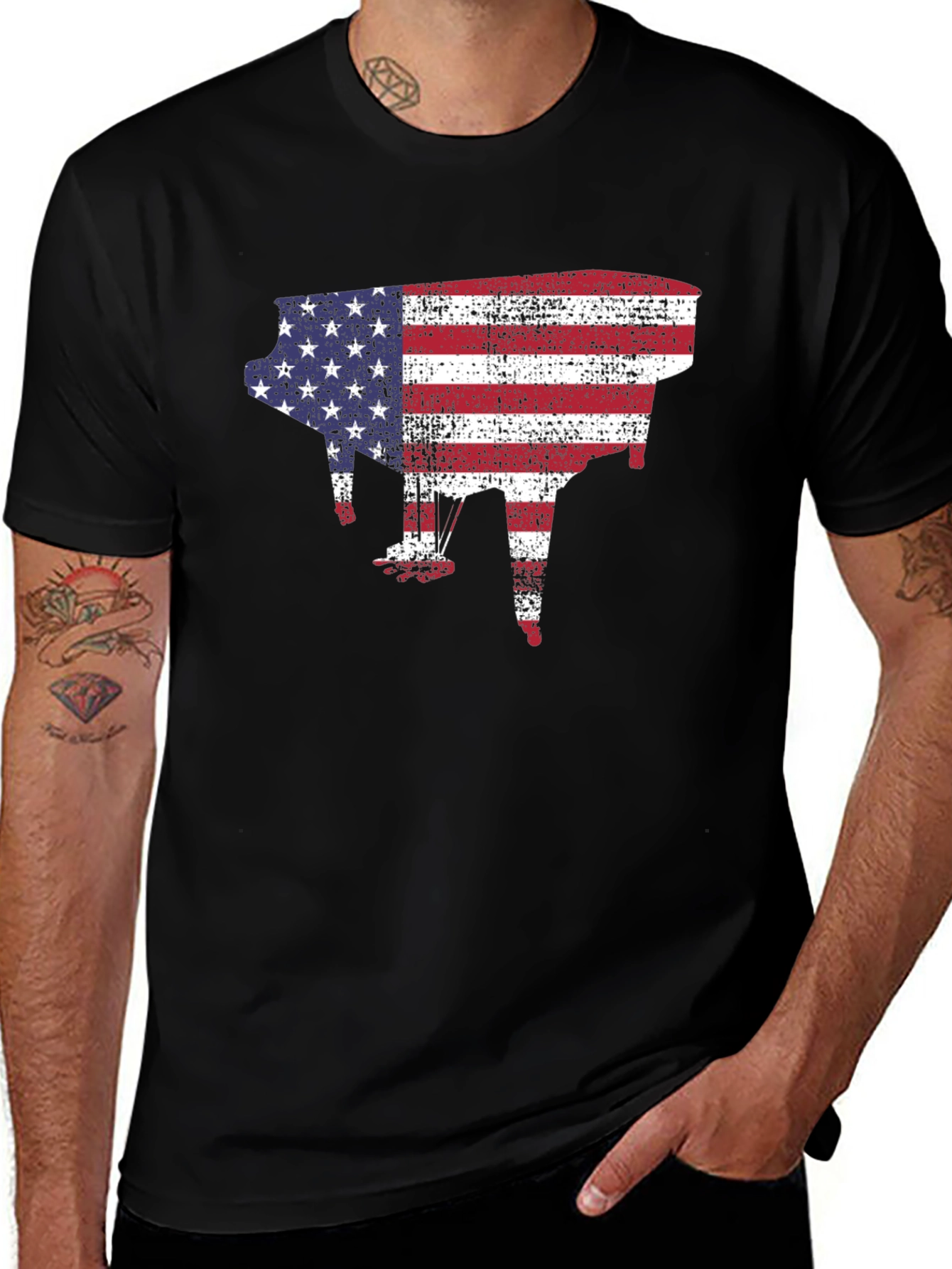 American Flag Piano T-Shirt