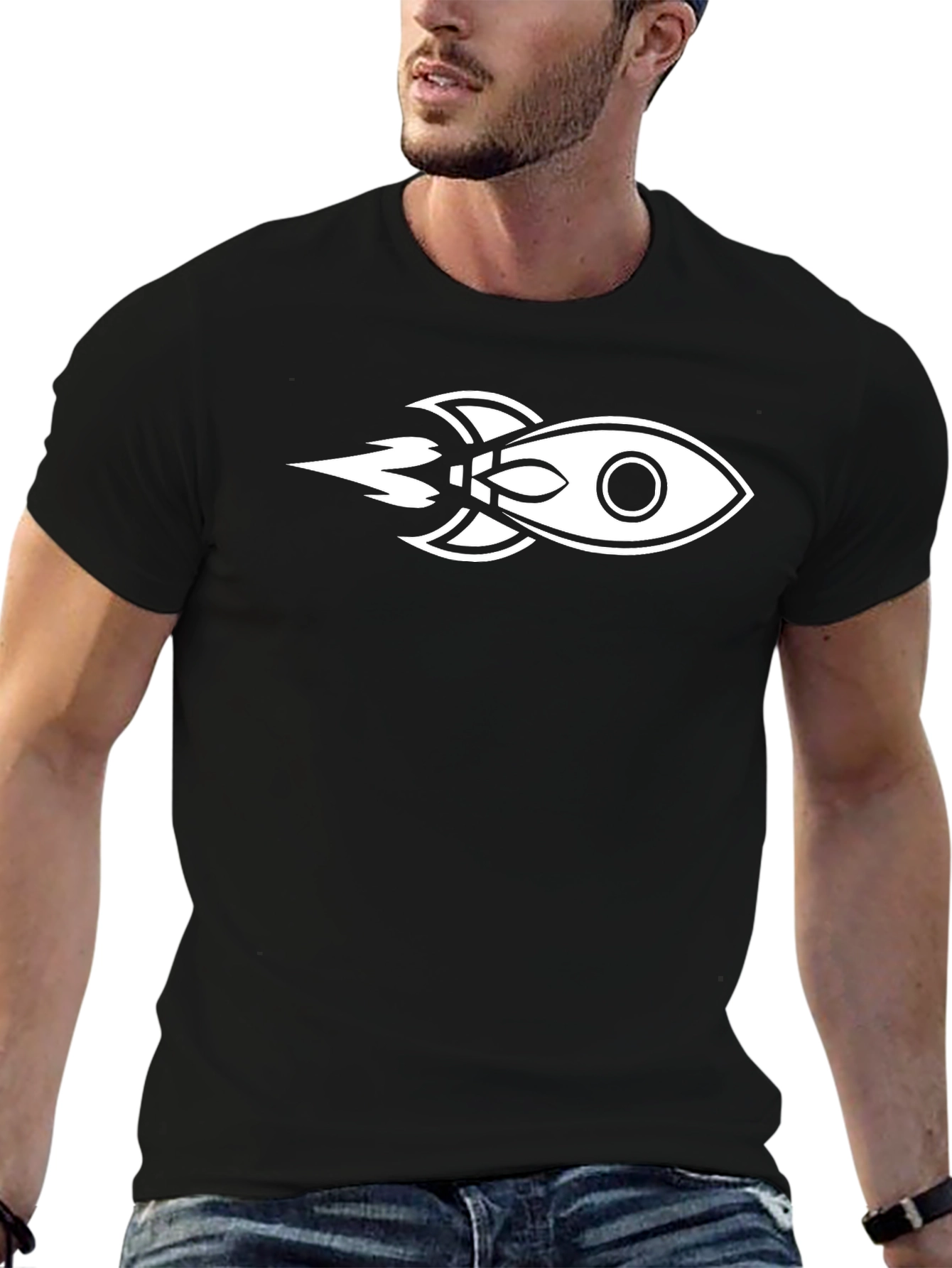 Rocket Graphic Black T-Shirt | Stylish Comfort