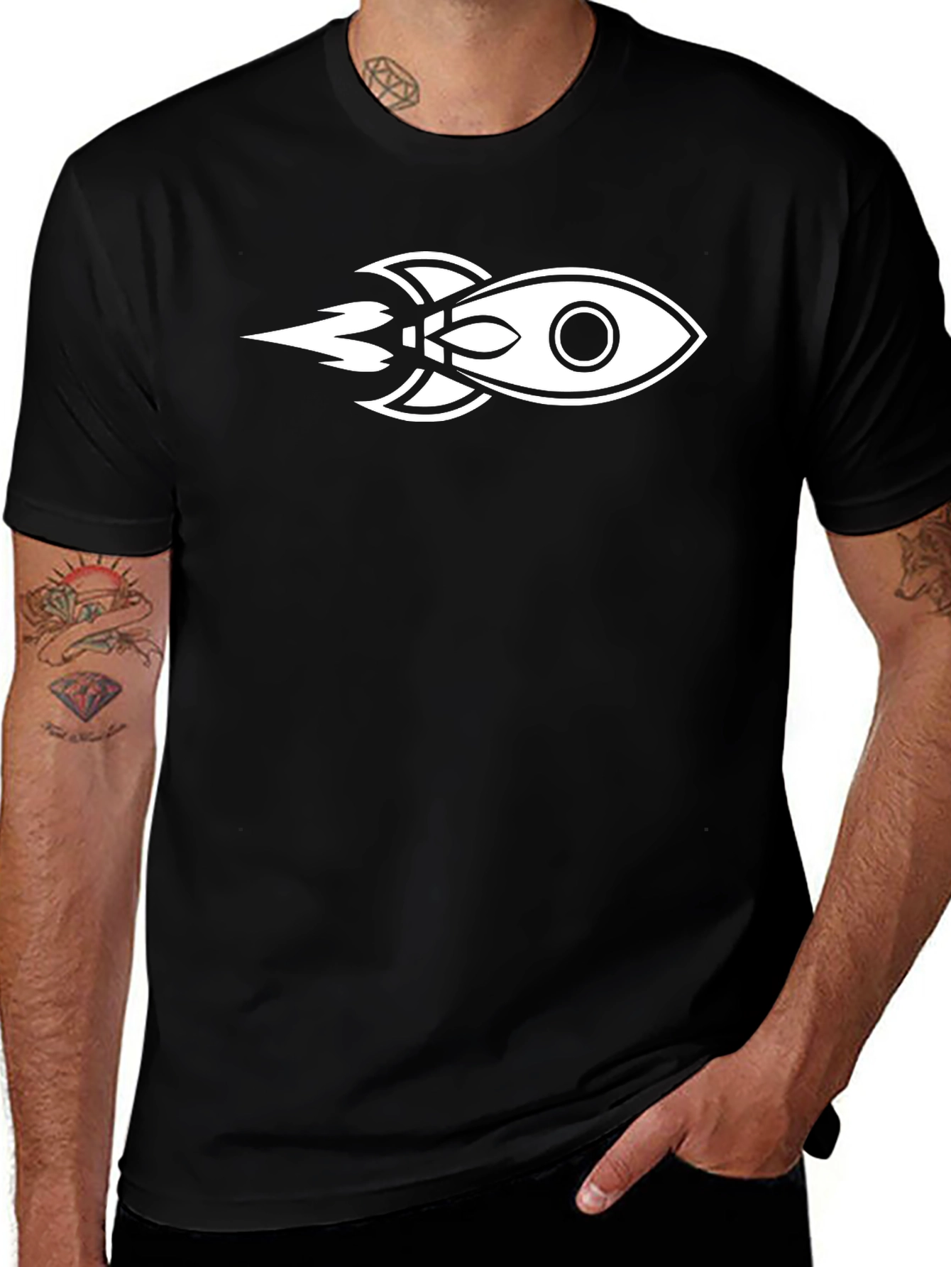 Rocket Graphic Black T-Shirt | Stylish Comfort