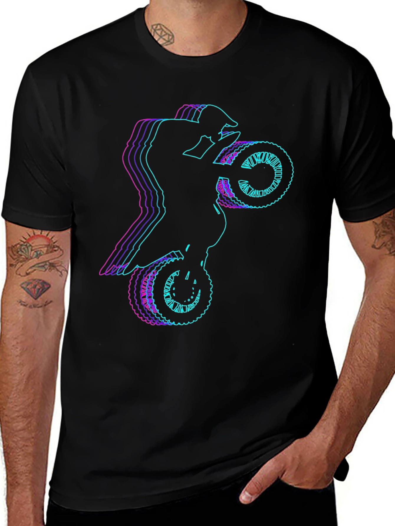 Motorcycle Rider Graphic Tee - Black