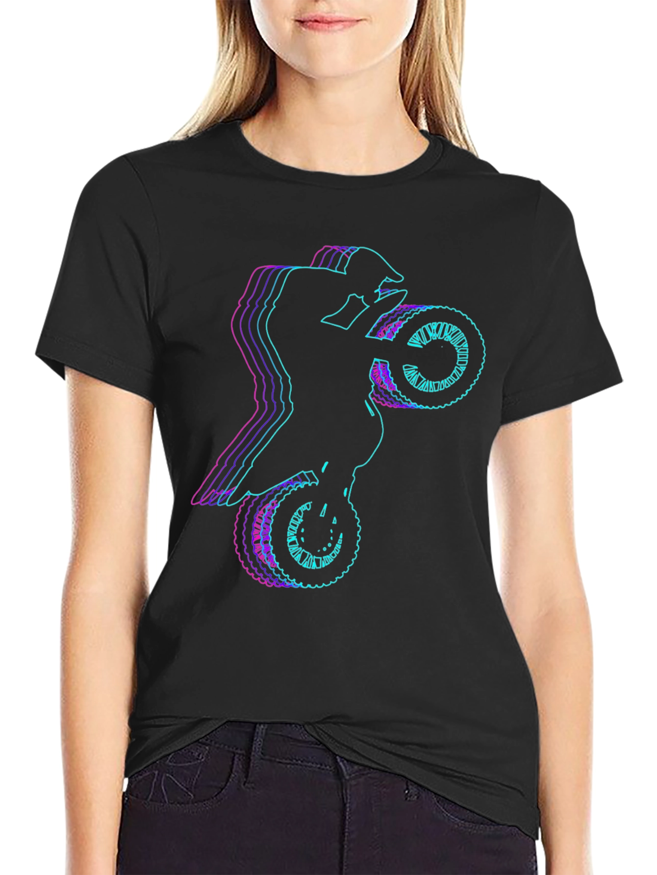 Motorcycle Rider Graphic Tee - Black