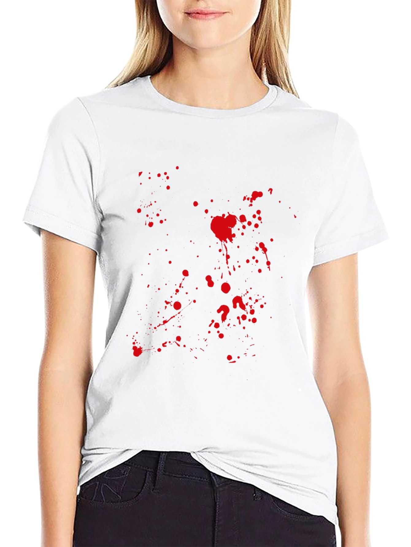 Mens Black Tee with Red Splatter Graphic