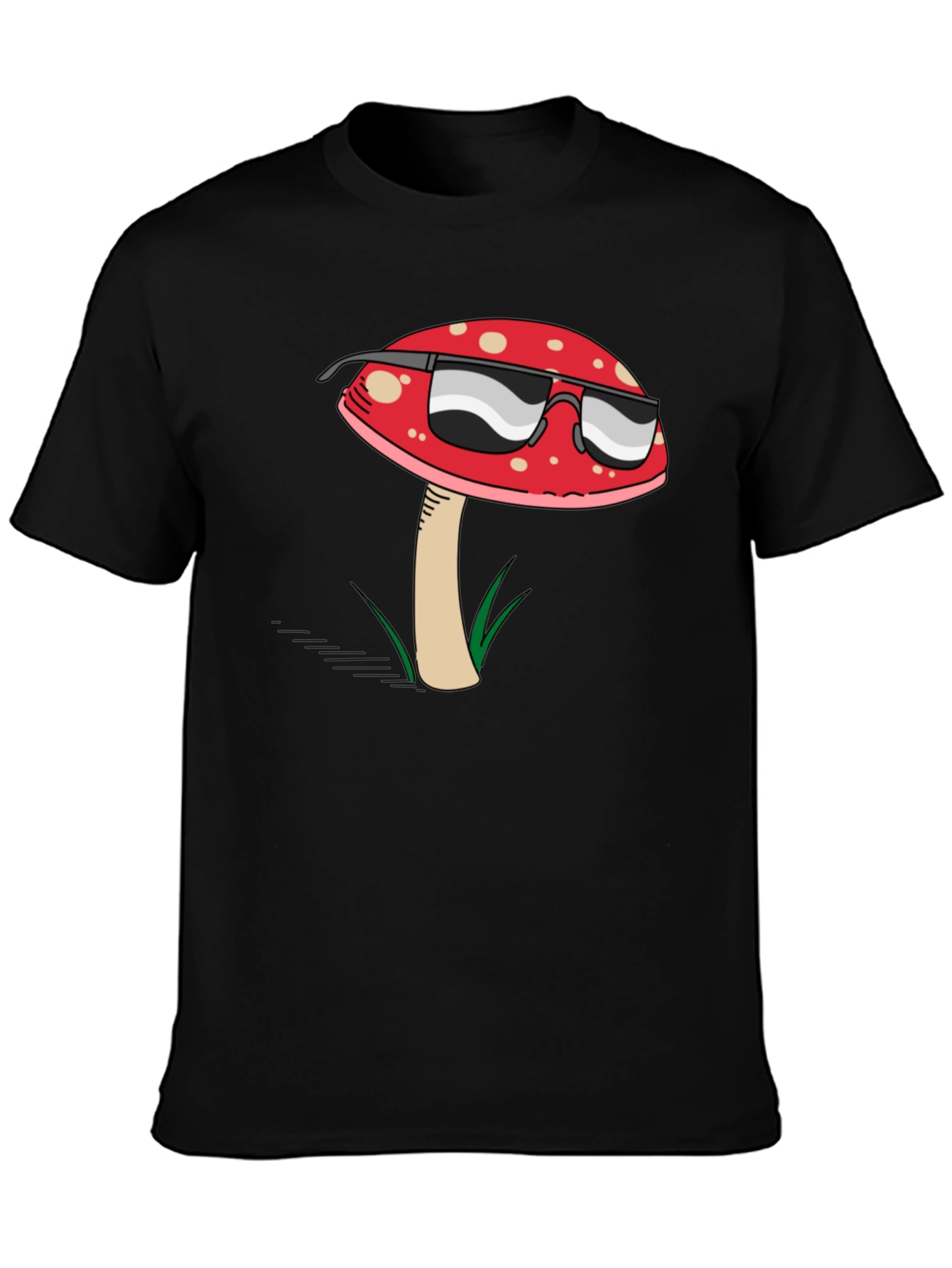 Cool Mushroom Graphic T-Shirt - Black Cotton Tee
