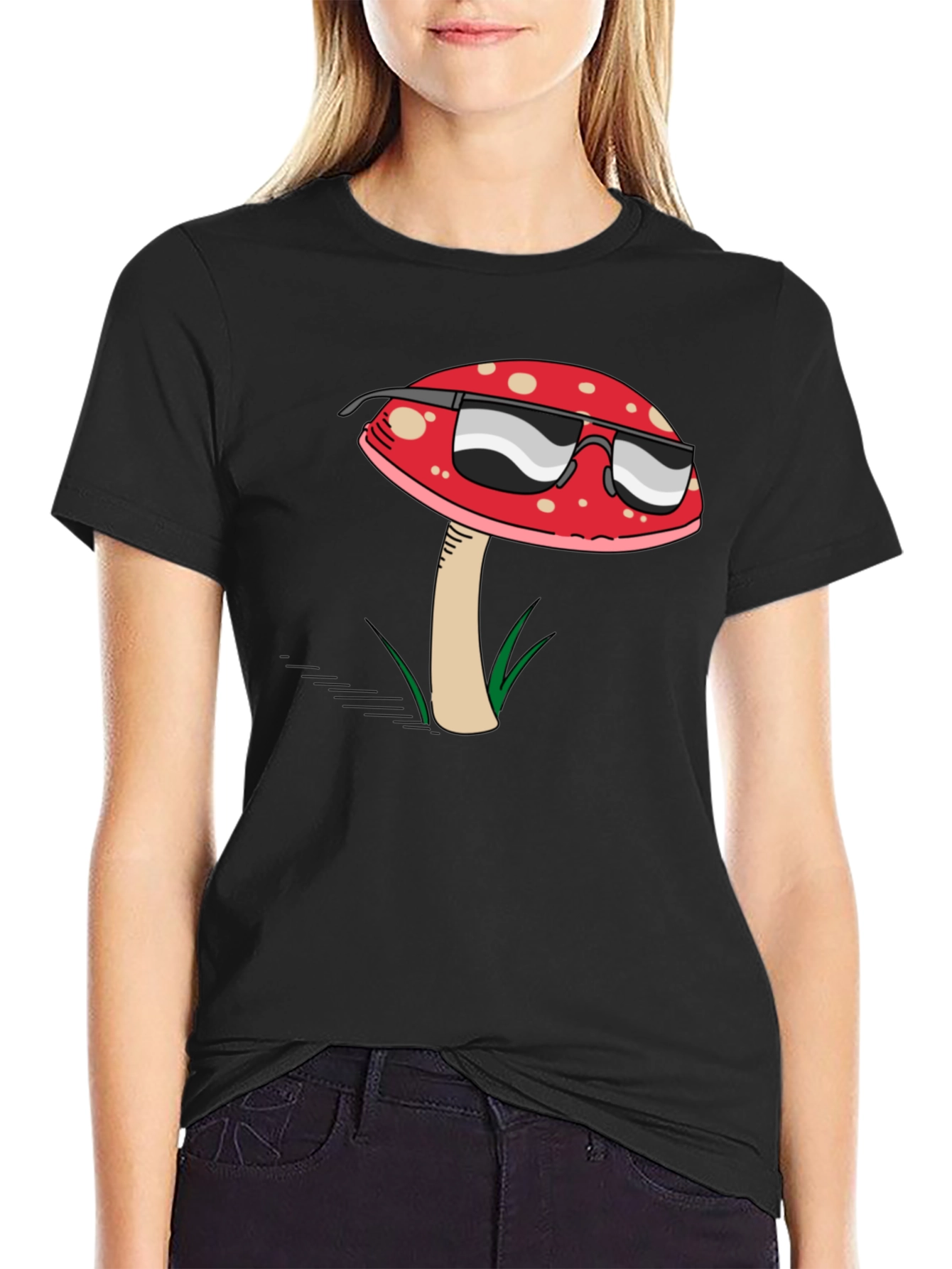 Cool Mushroom Graphic T-Shirt - Black Cotton Tee