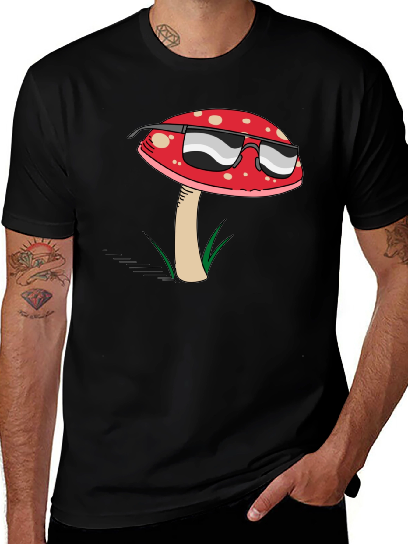 Cool Mushroom Graphic T-Shirt - Black Cotton Tee