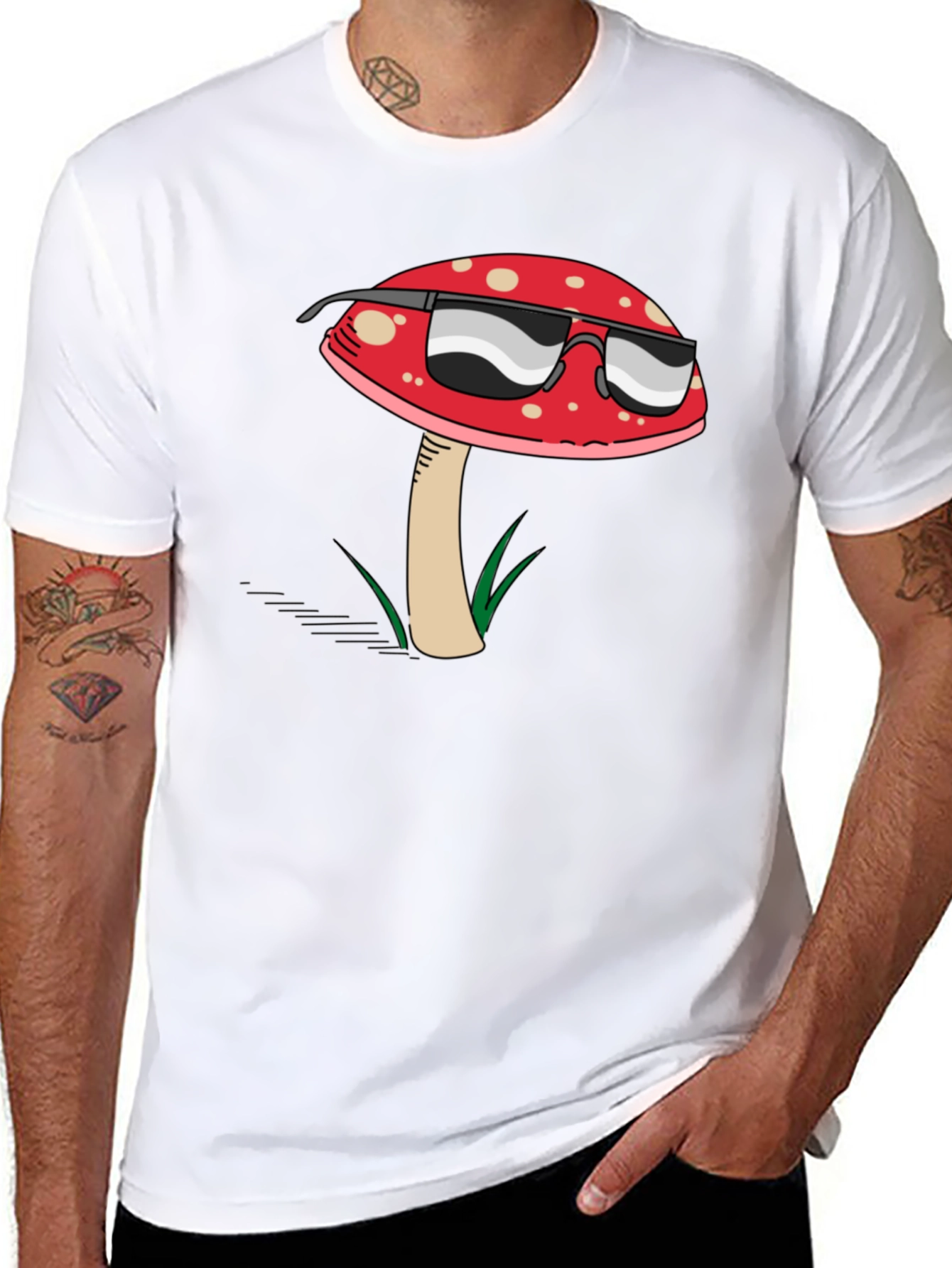 Cool Mushroom Graphic T-Shirt - Black Cotton Tee