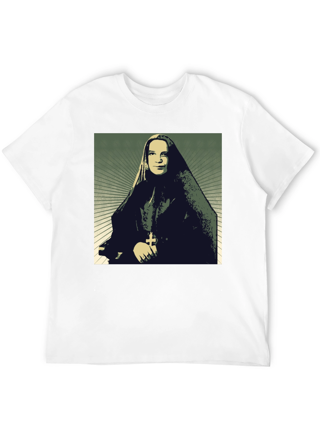 Nun Portrait Graphic T-Shirt - Black