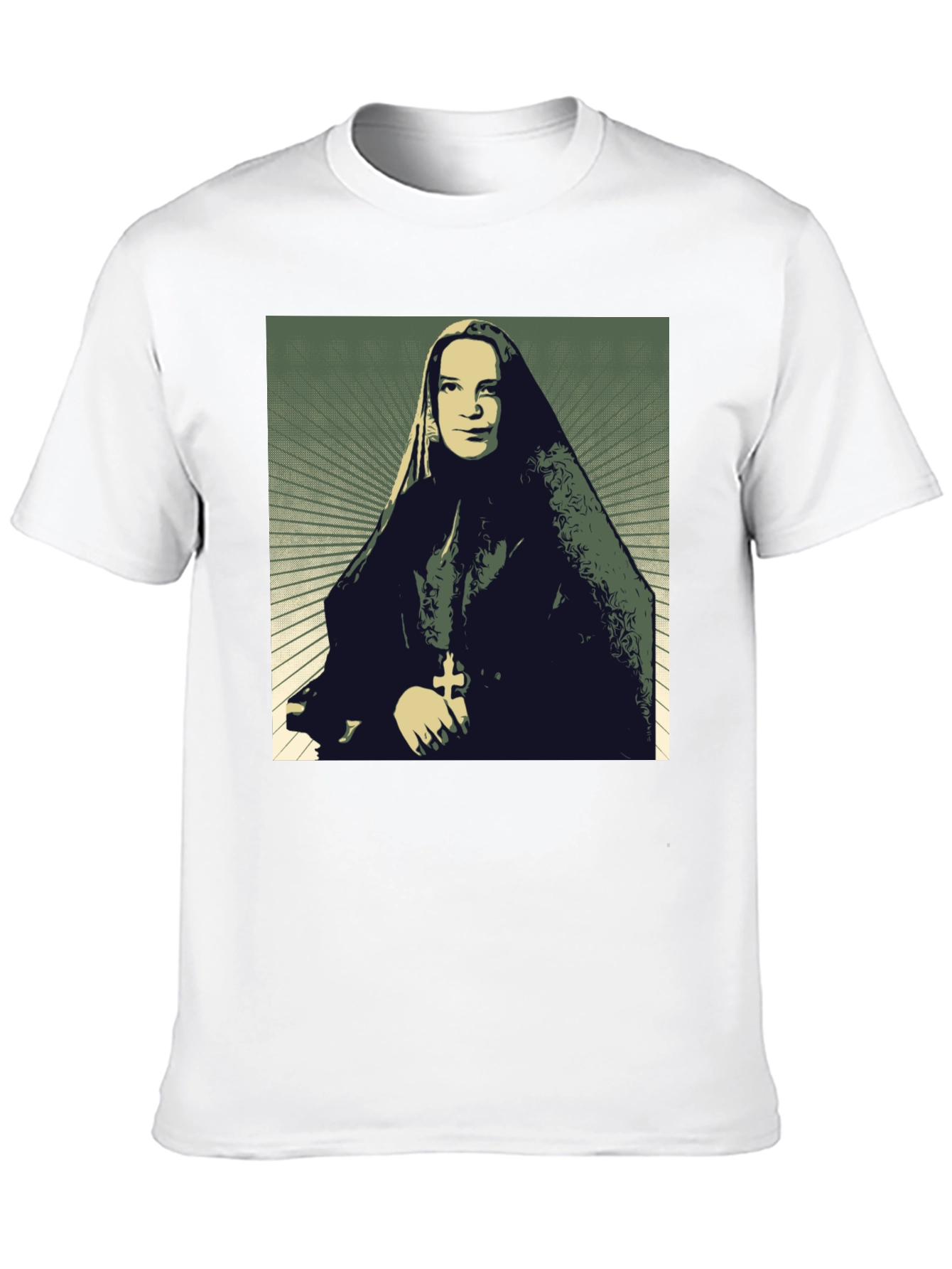Nun Portrait Graphic T-Shirt - Black