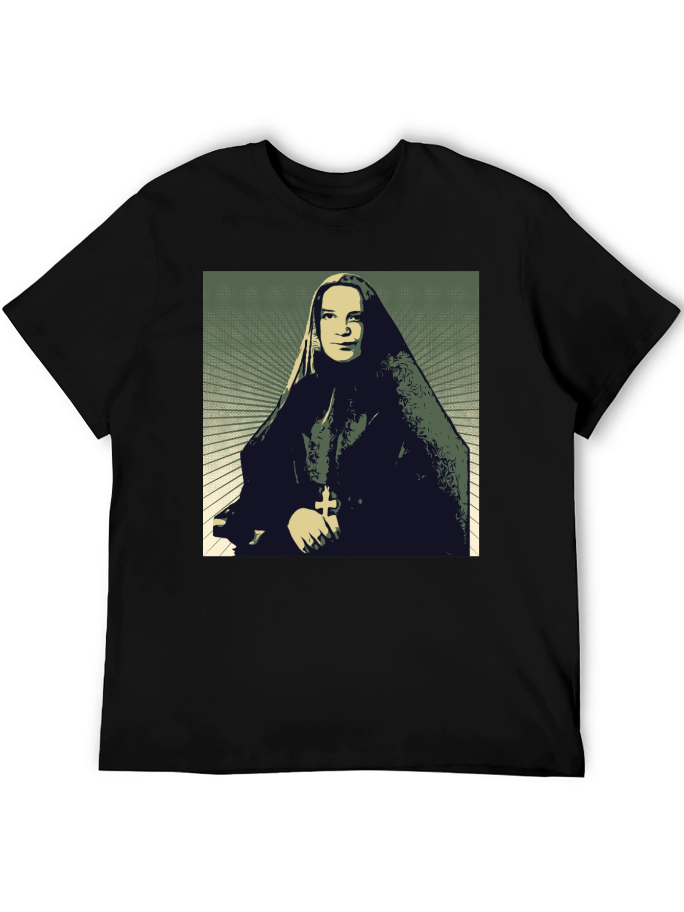 Nun Portrait Graphic T-Shirt - Black