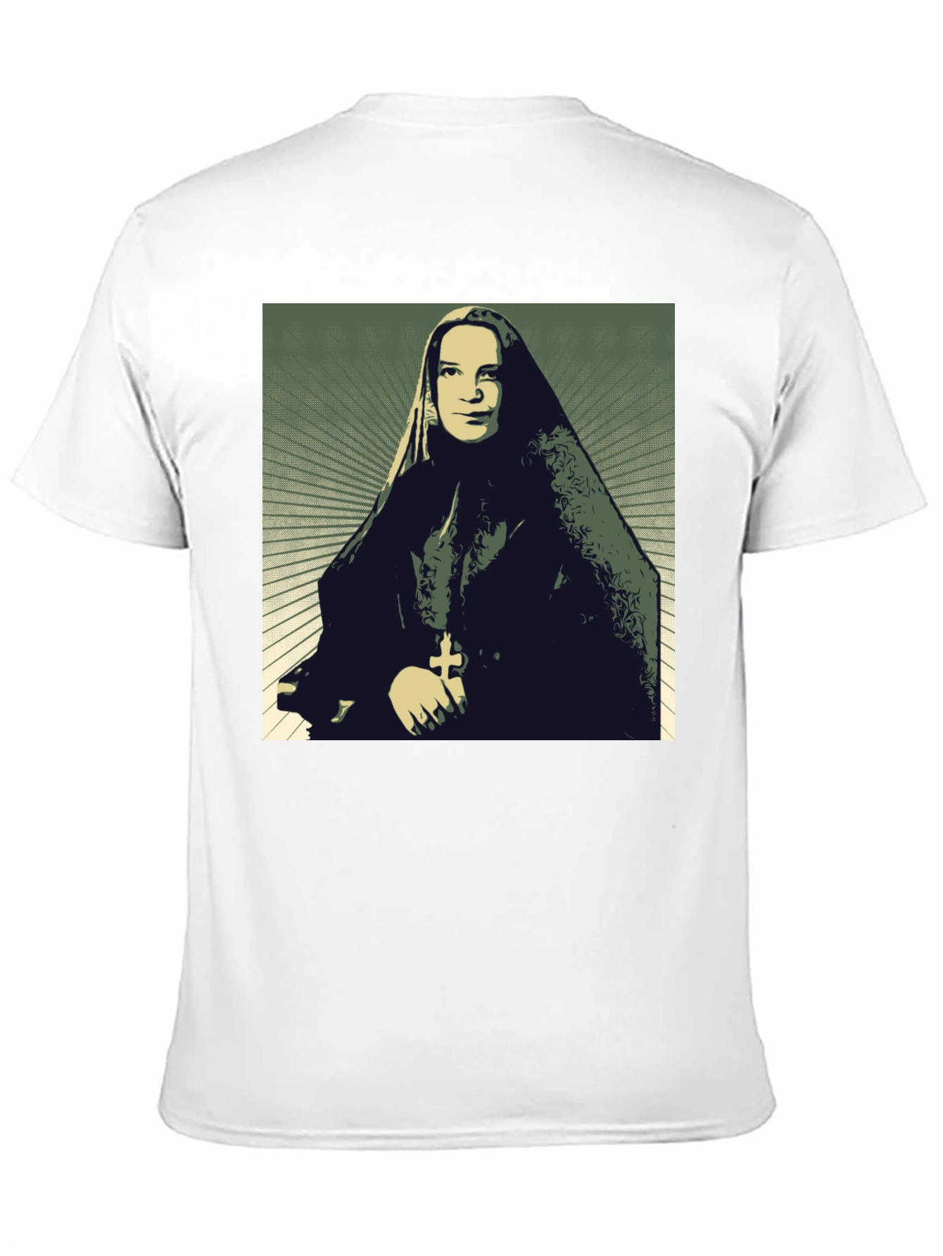 Nun Portrait Graphic T-Shirt - Black