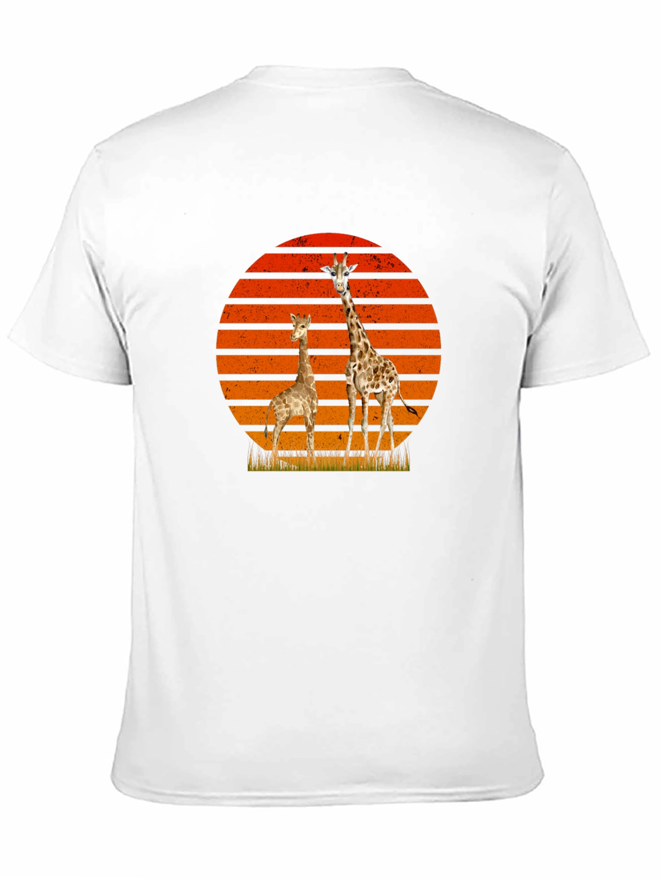 Giraffe Sunset Graphic Tee - Black Cotton T-Shirt