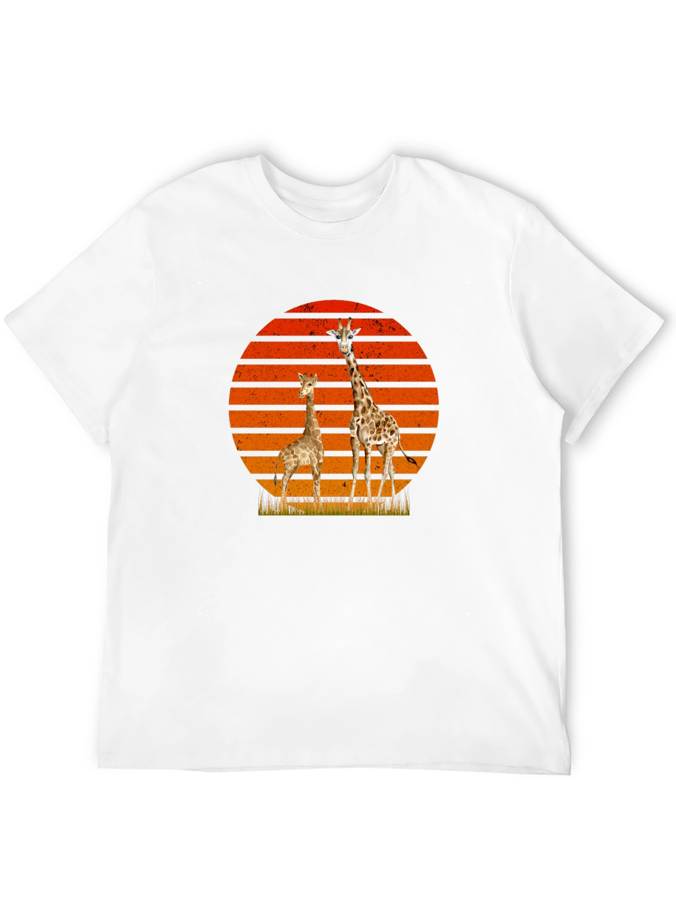 Giraffe Sunset Graphic Tee - Black Cotton T-Shirt
