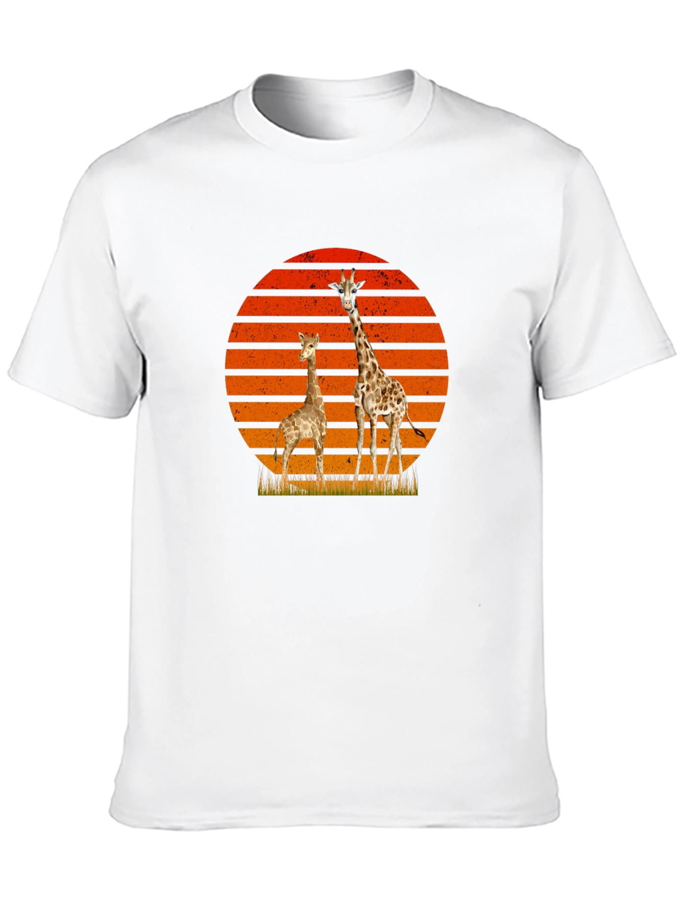 Giraffe Sunset Graphic Tee - Black Cotton T-Shirt