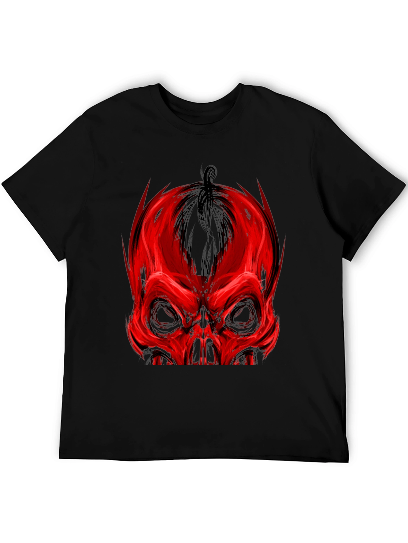 Red Skull Graphic Print Black T-Shirt