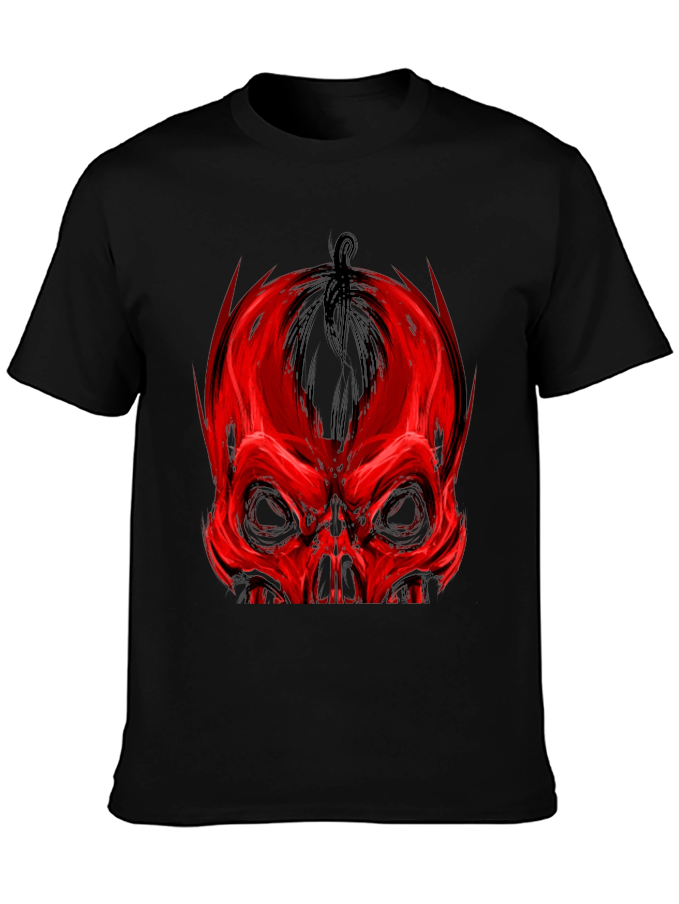 Red Skull Graphic Print Black T-Shirt