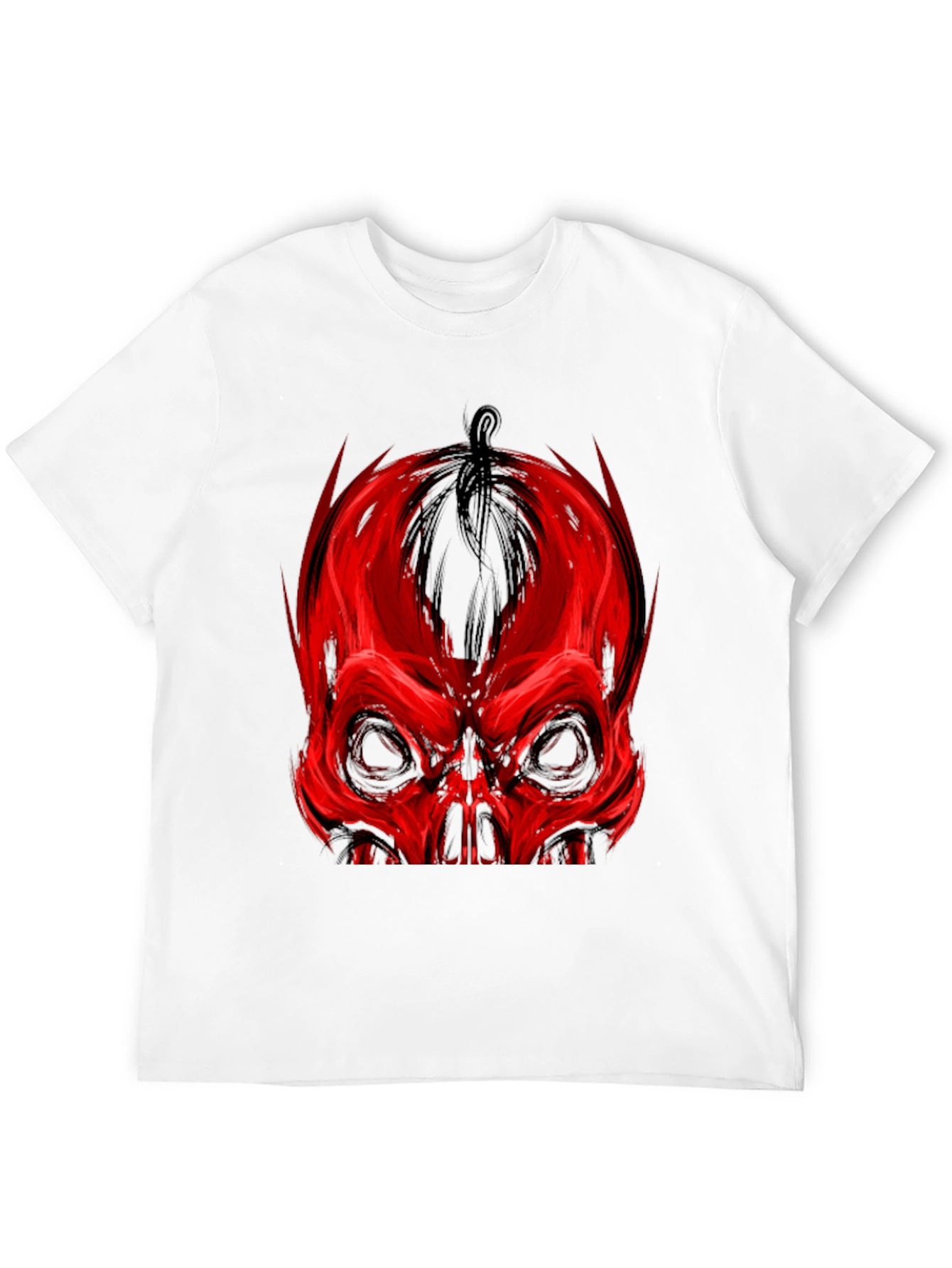 Red Skull Graphic Print Black T-Shirt