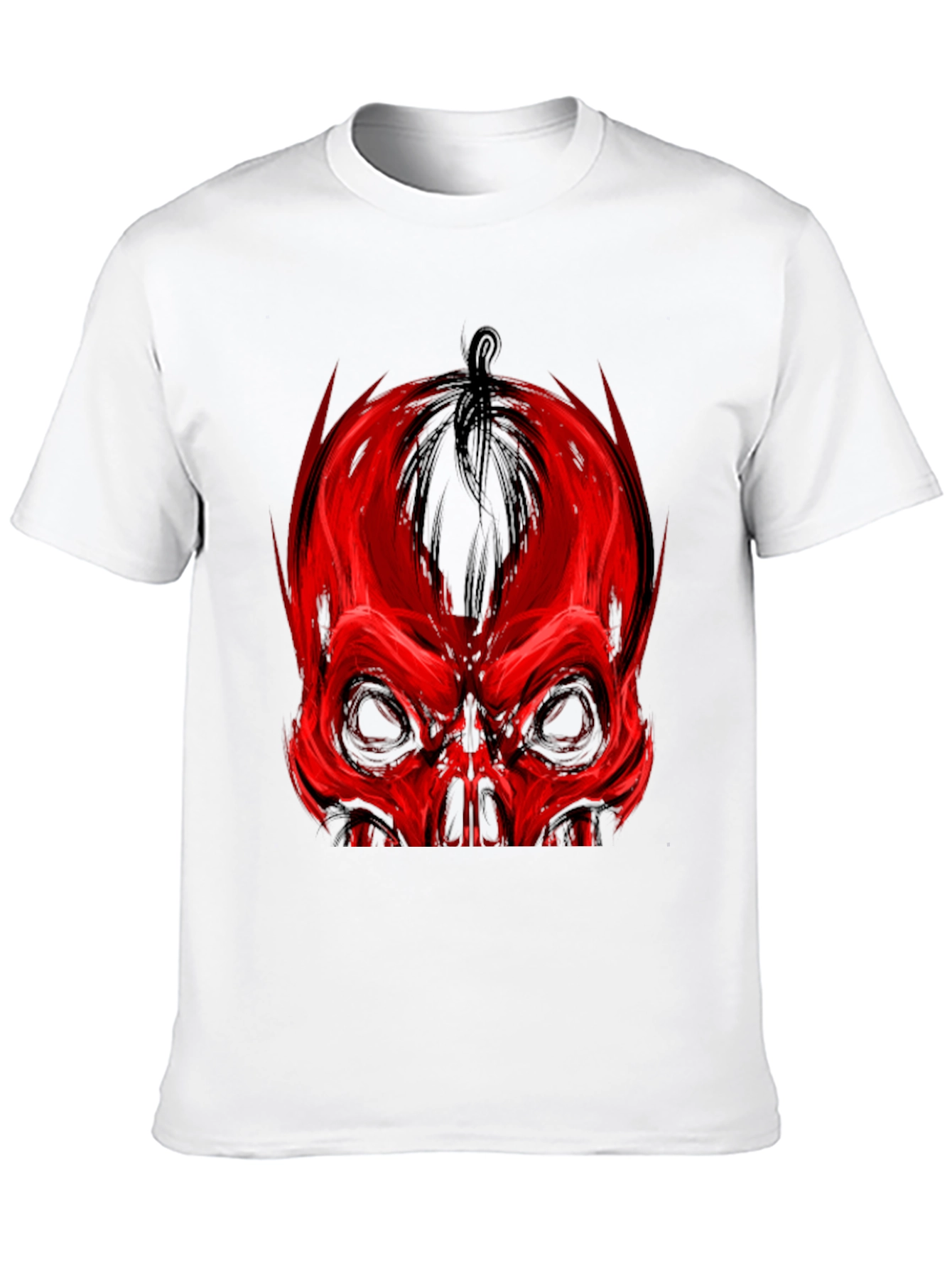 Red Skull Graphic Print Black T-Shirt
