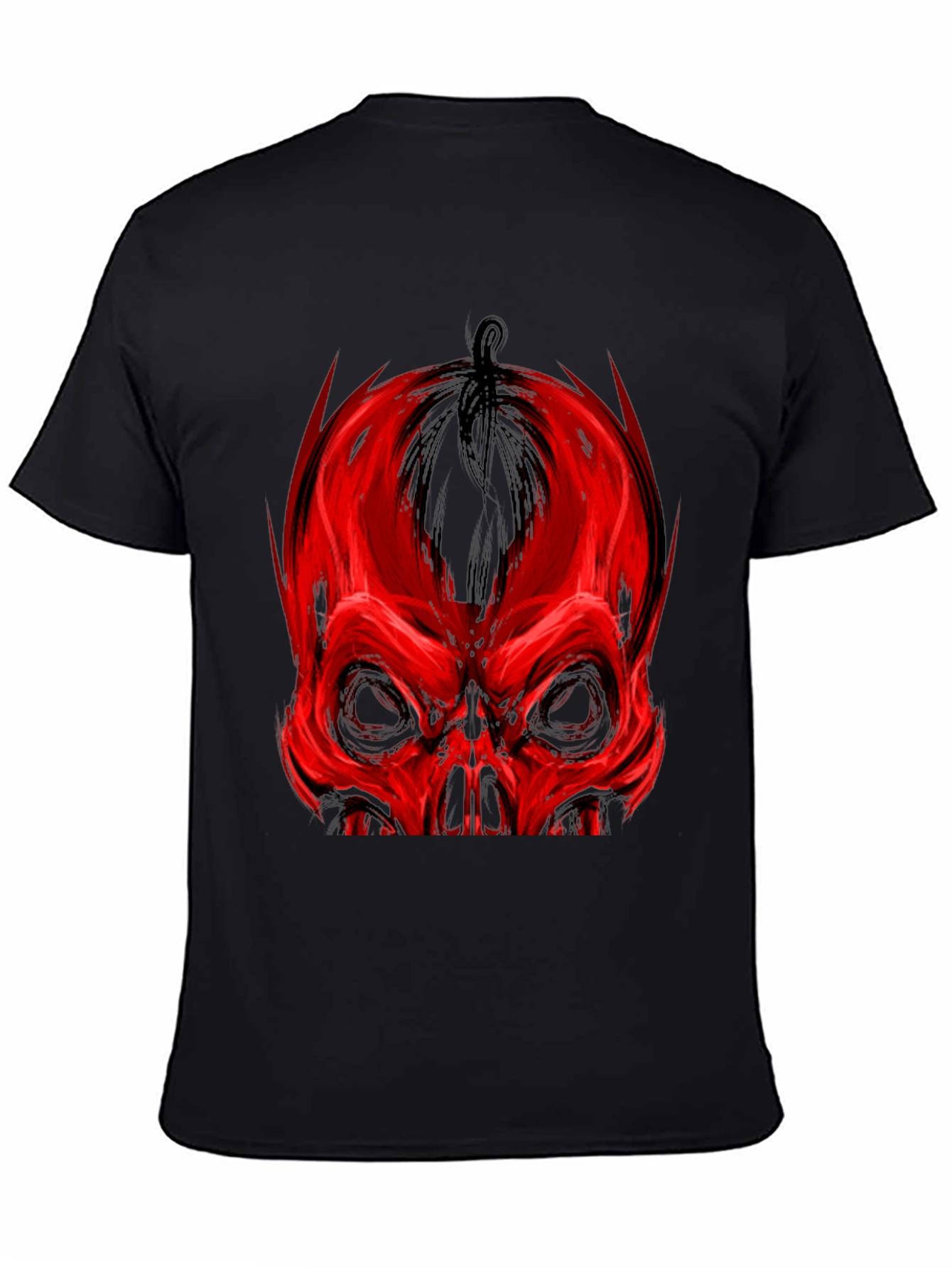 Red Skull Graphic Print Black T-Shirt