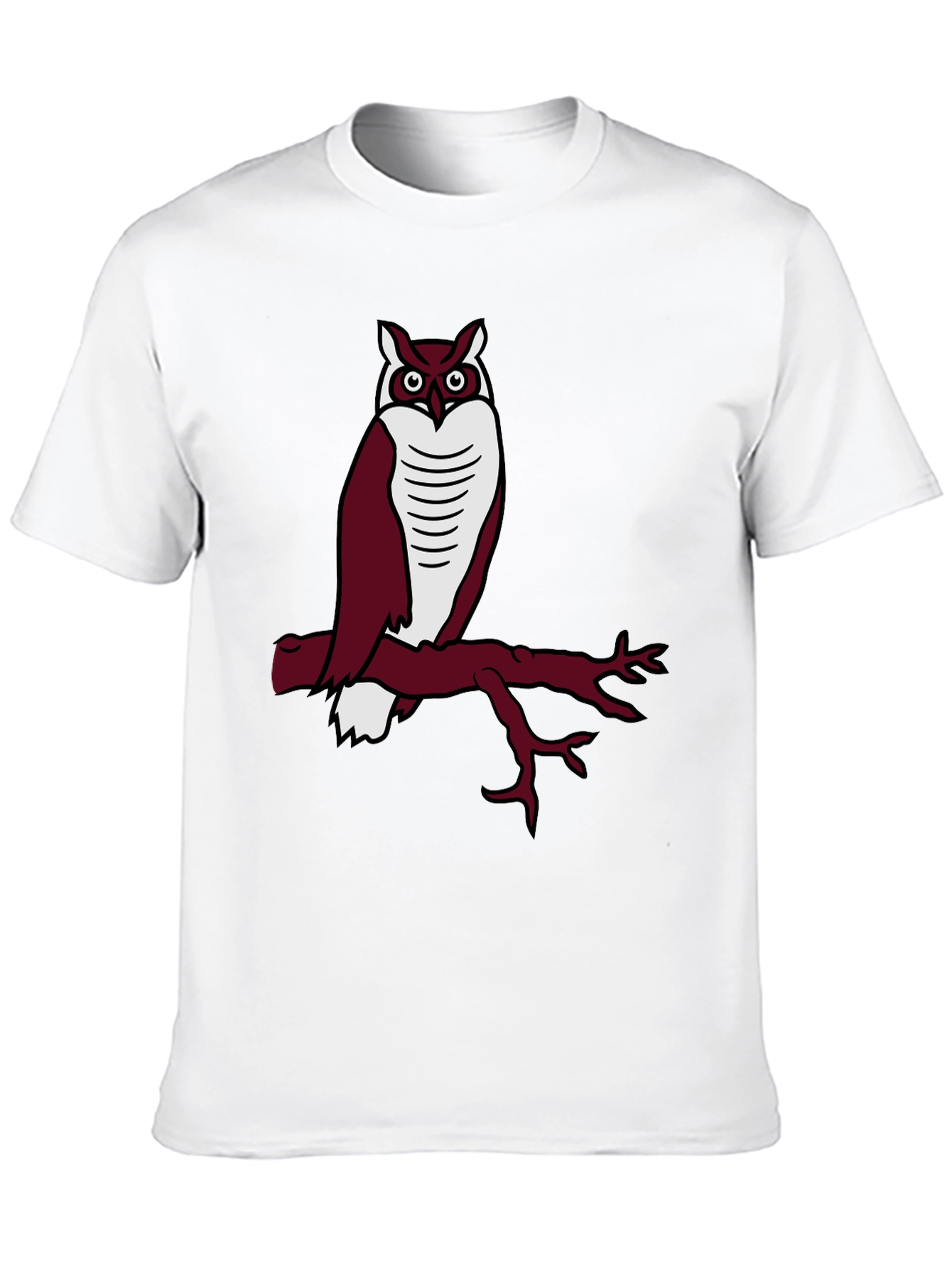 Owl on Branch Graphic Tee - Casual Black T-Shirt