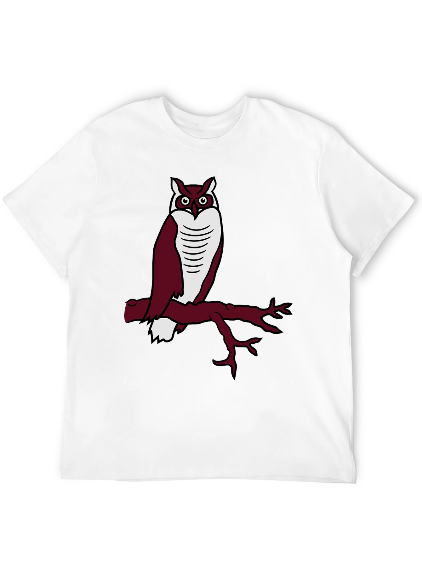 Owl on Branch Graphic Tee - Casual Black T-Shirt