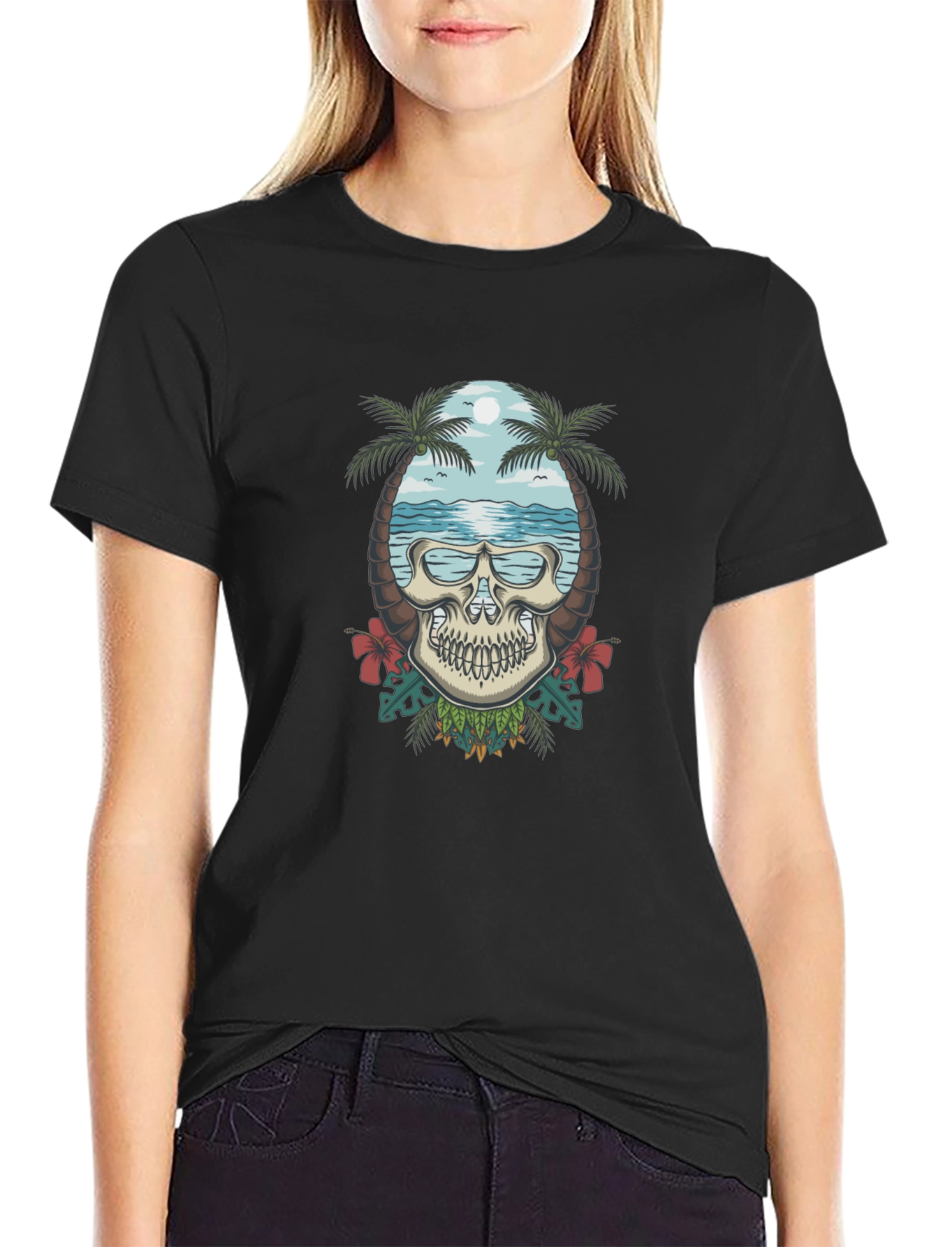 Skull Tropical Beach T-Shirt