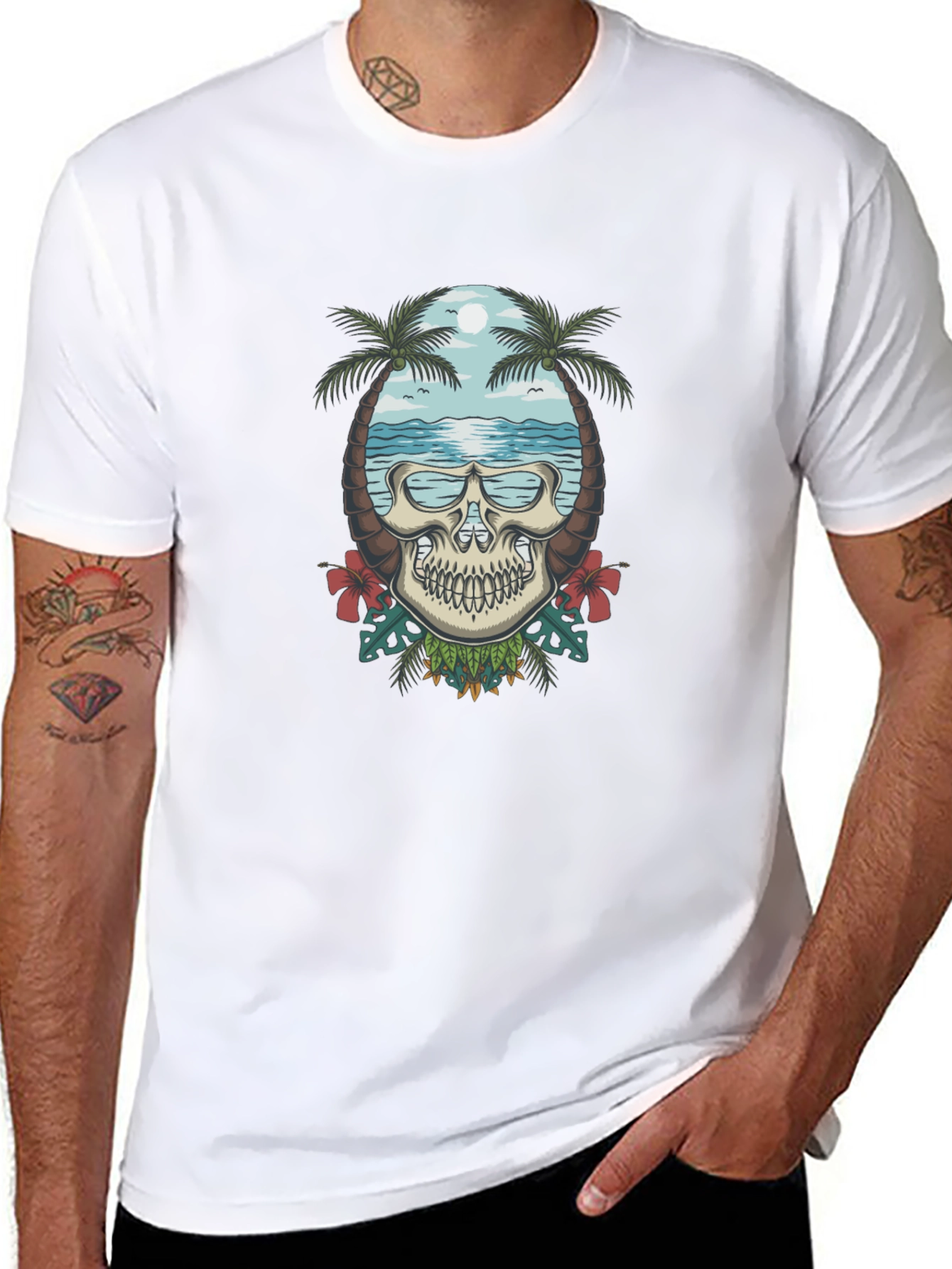 Skull Tropical Beach T-Shirt