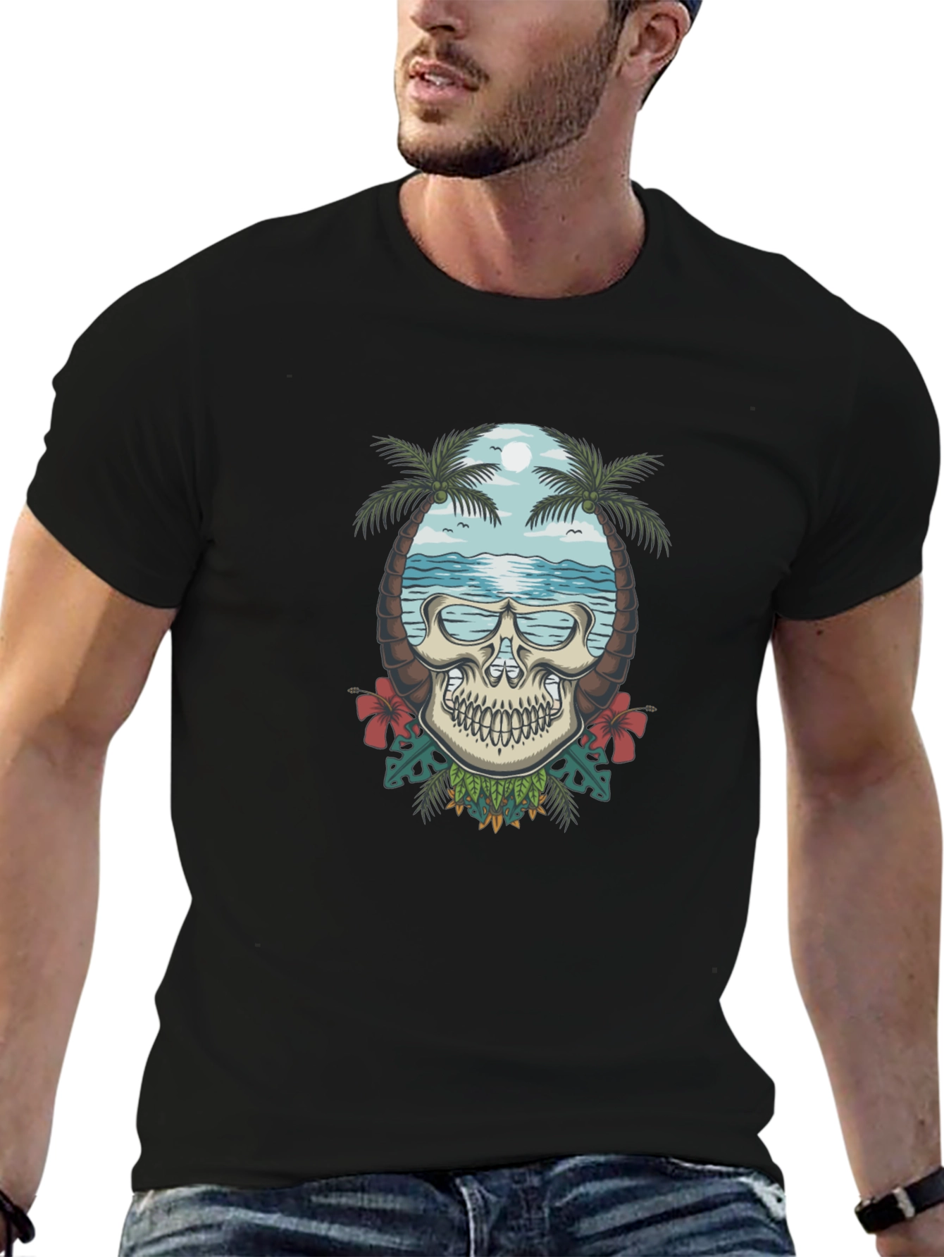 Skull Tropical Beach T-Shirt
