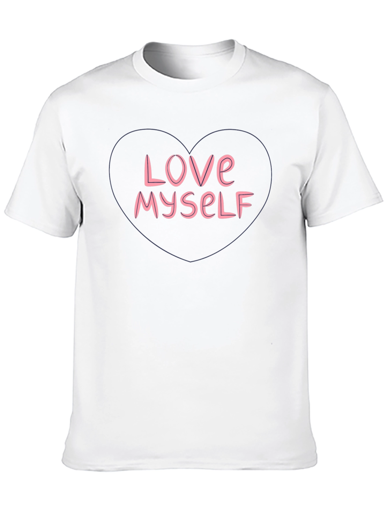 Love Myself Graphic Tee - Heart Design Black T-Shirt
