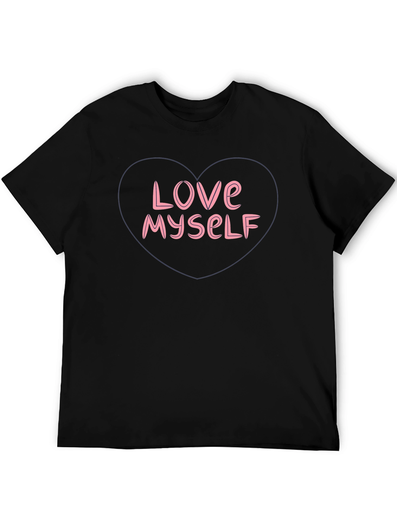Love Myself Graphic Tee - Heart Design Black T-Shirt