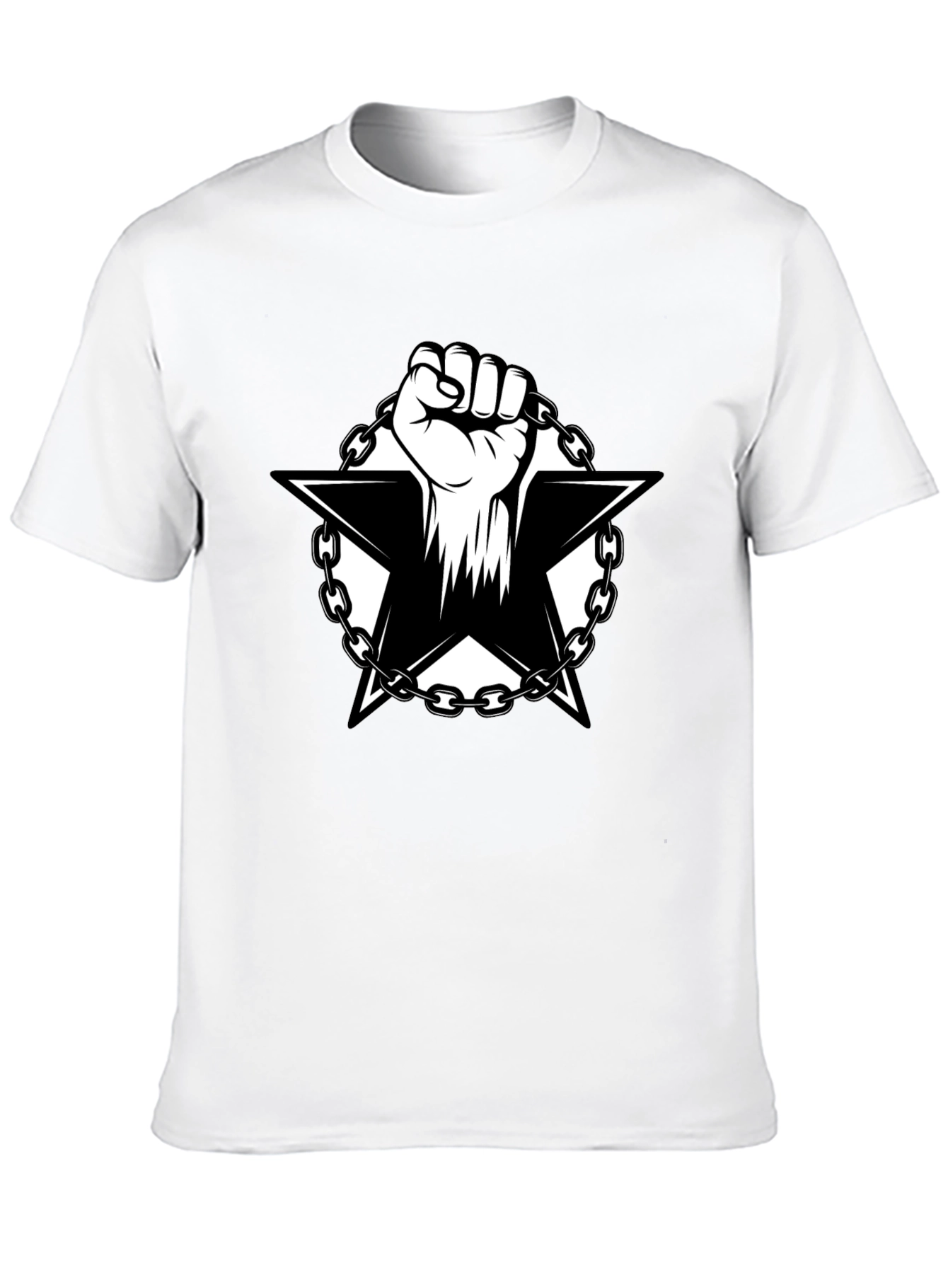 Black T-Shirt with Fist and Star Graphic