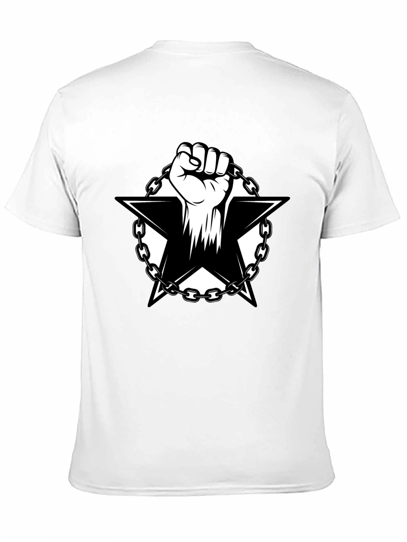Black T-Shirt with Fist and Star Graphic