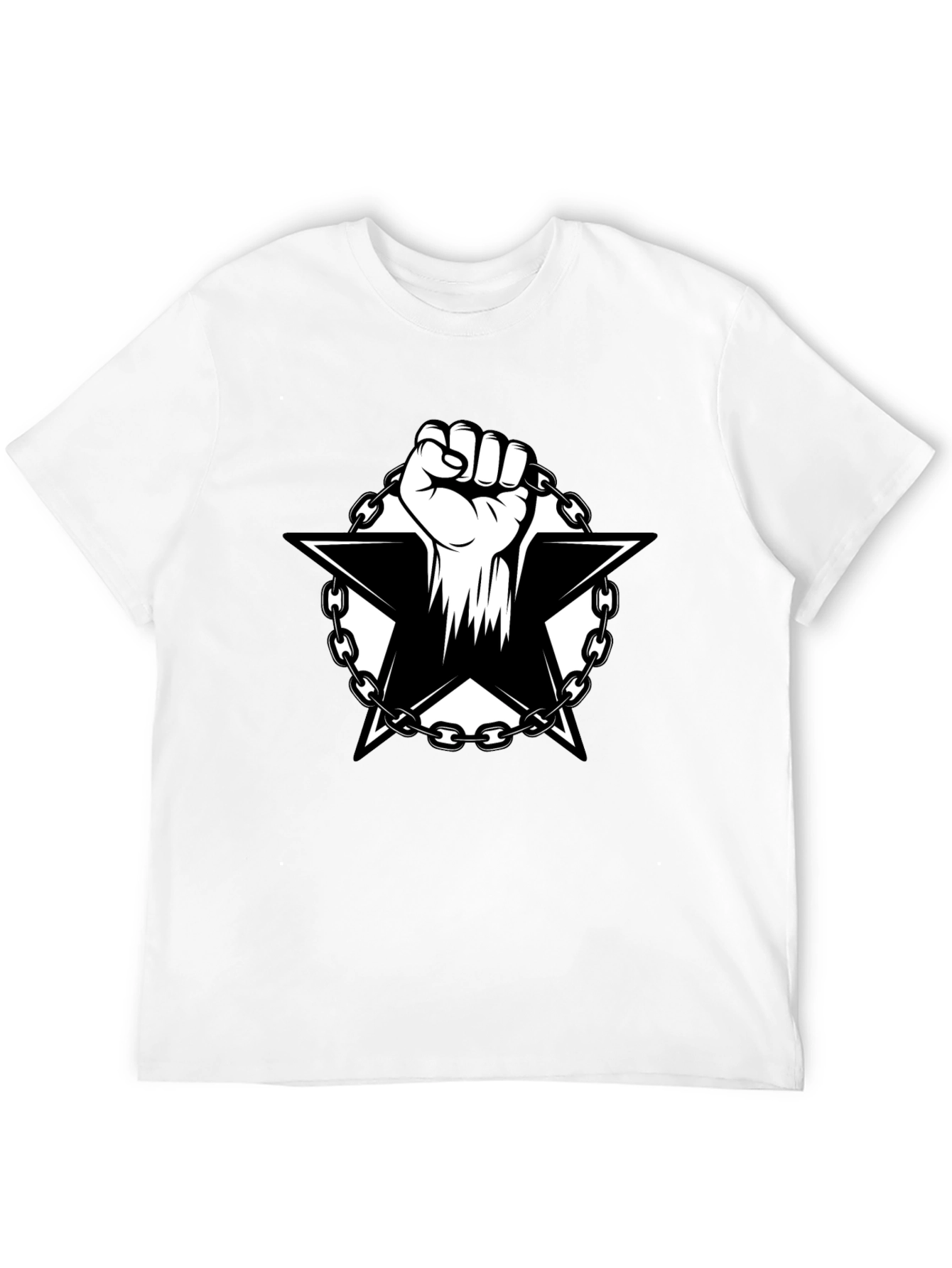 Black T-Shirt with Fist and Star Graphic