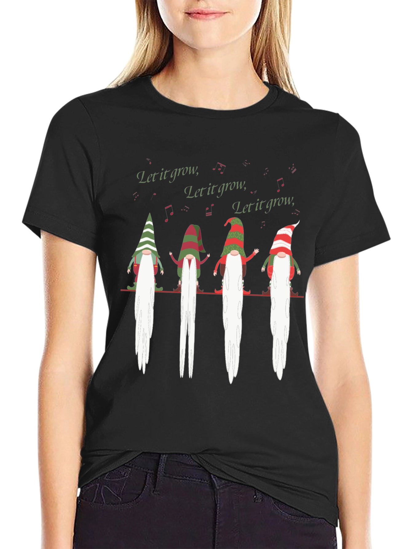 Let It Grow Gnomes Graphic T-Shirt - Black