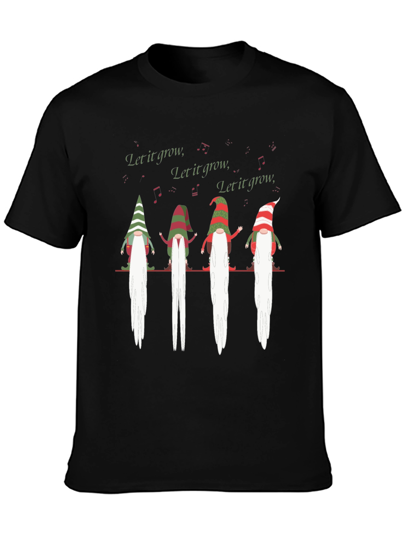 Let It Grow Gnomes Graphic T-Shirt - Black