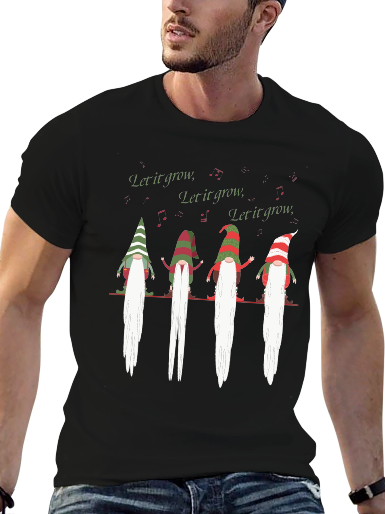 Let It Grow Gnomes Graphic T-Shirt - Black